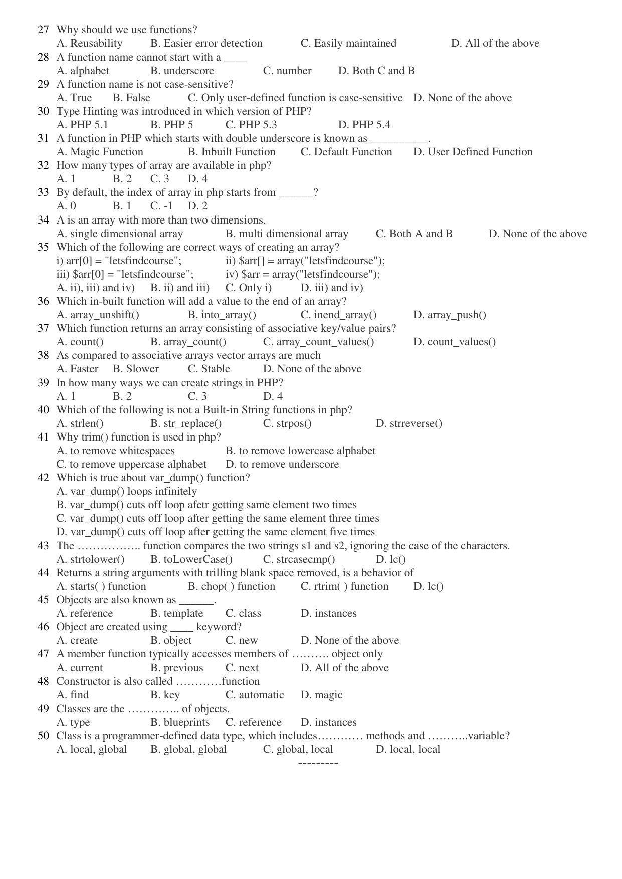 Hemchand North Gujarat University Sample Paper July-Sept 2021: M Sc IT Sem – VII 704 : PHP - Page 2