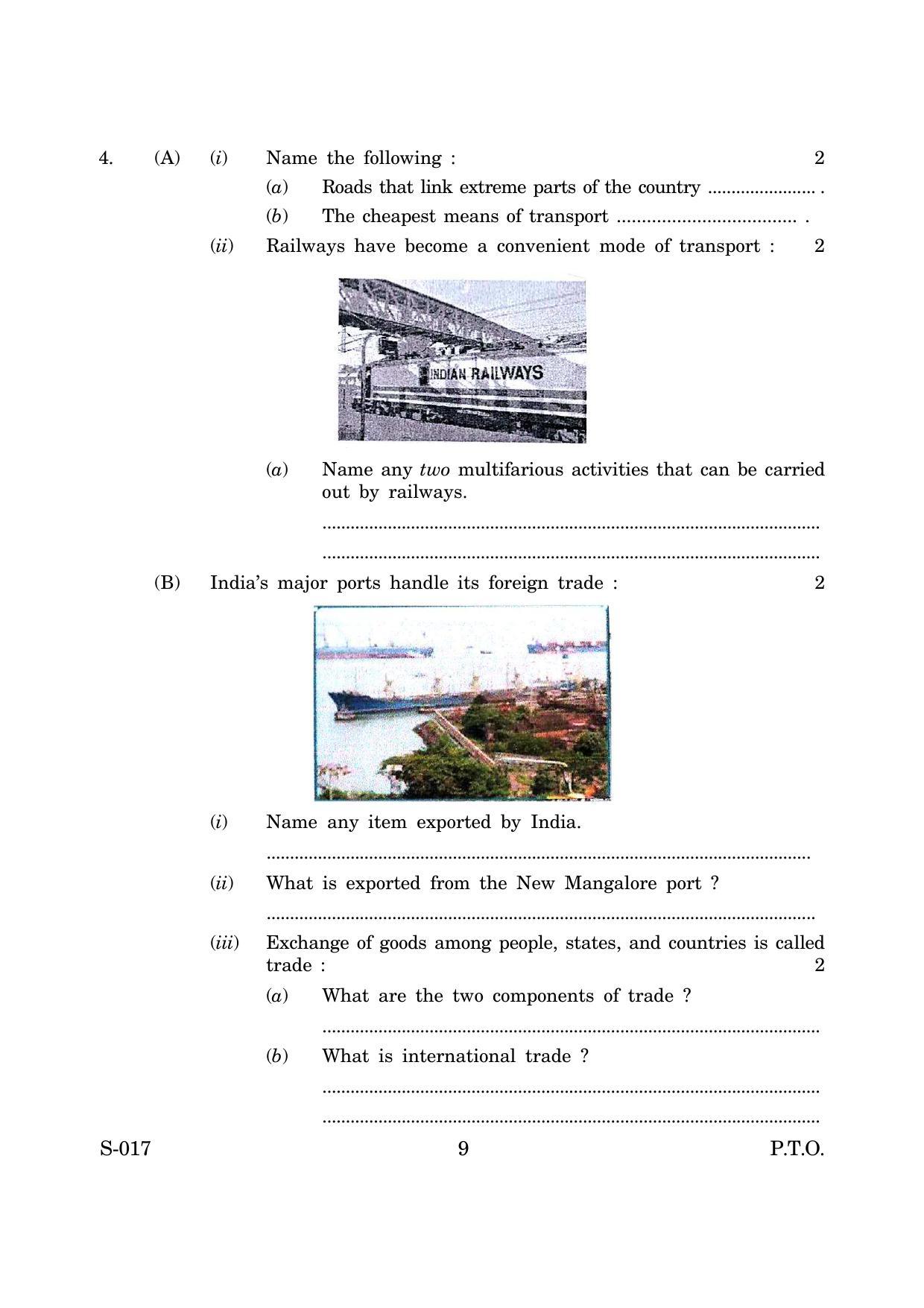 Goa Board Class 10 Geography Economics Cwsn E English (March 2019) Question Paper - Page 9