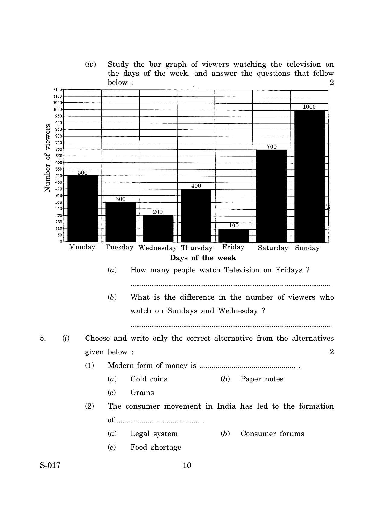 Goa Board Class 10 Geography Economics Cwsn E English (March 2019) Question Paper - Page 10