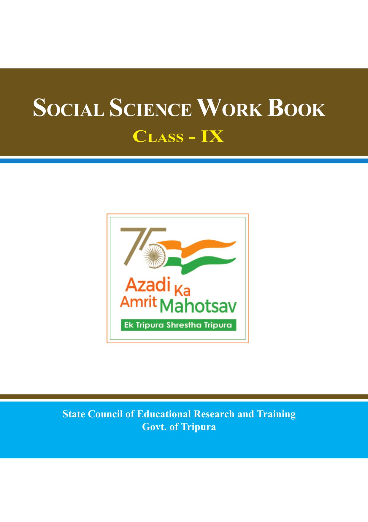 Tripura Board Class 9 Social Science English Version Workbooks - Page 1