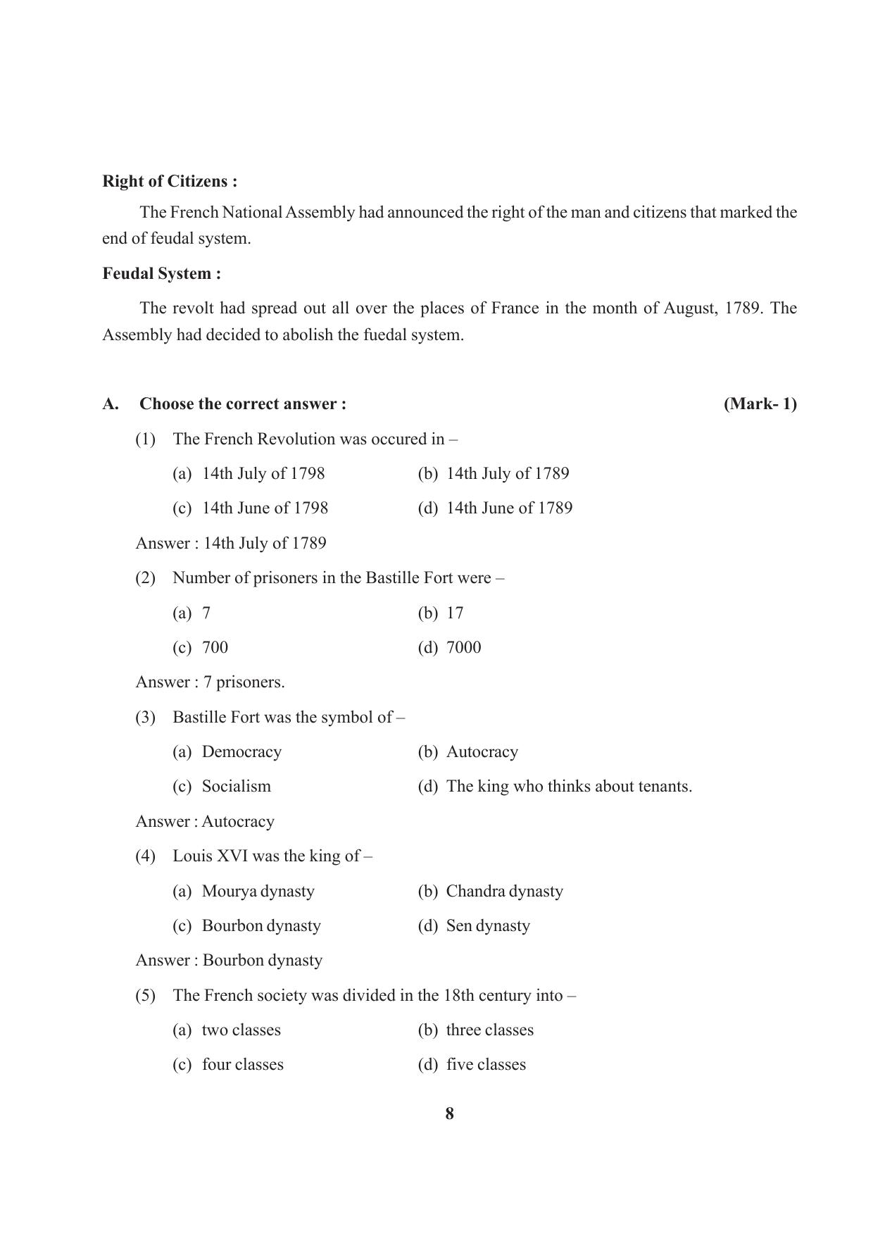 Tripura Board Class 9 Social Science English Version Workbooks - Page 8
