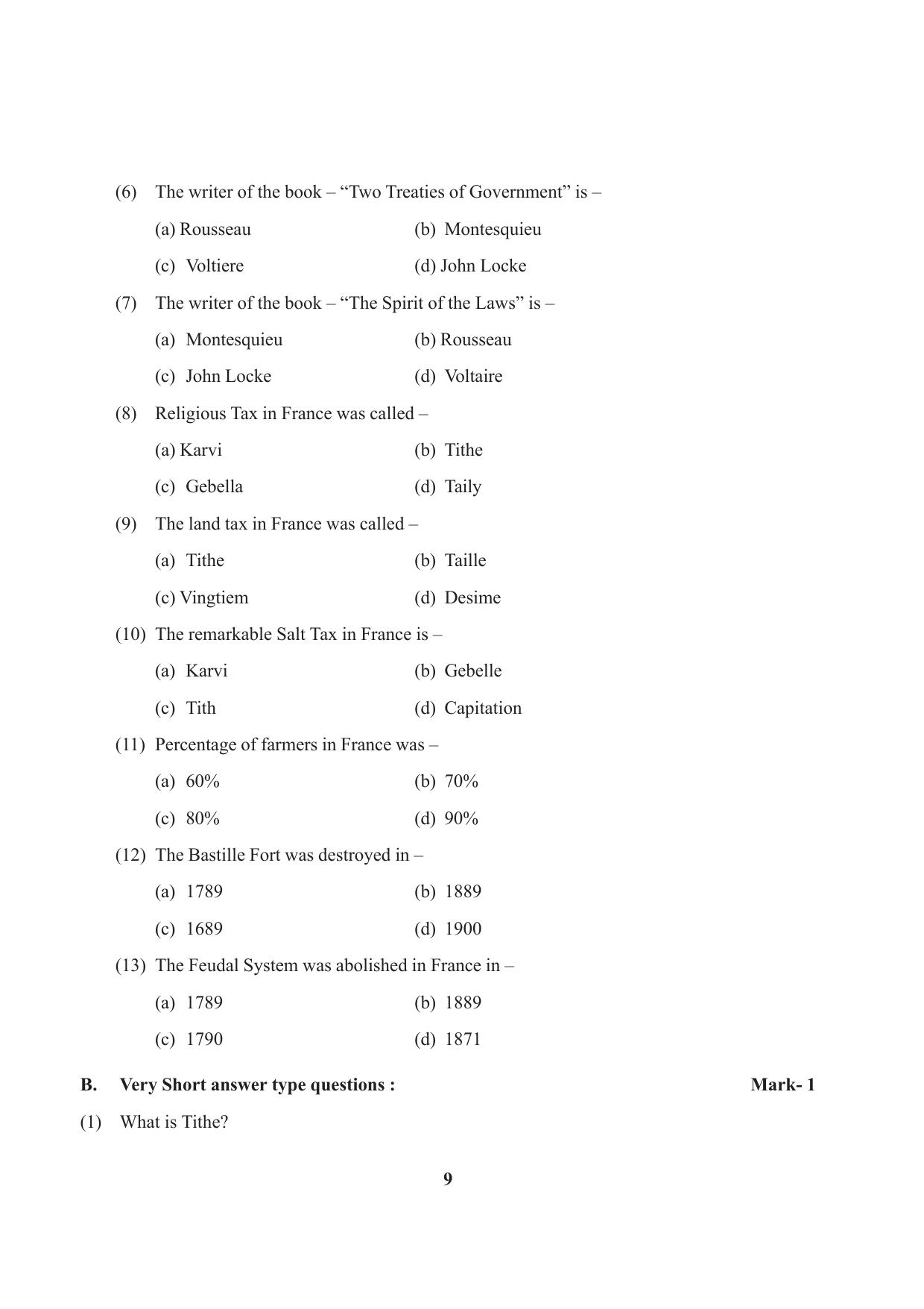 Tripura Board Class 9 Social Science English Version Workbooks - Page 9