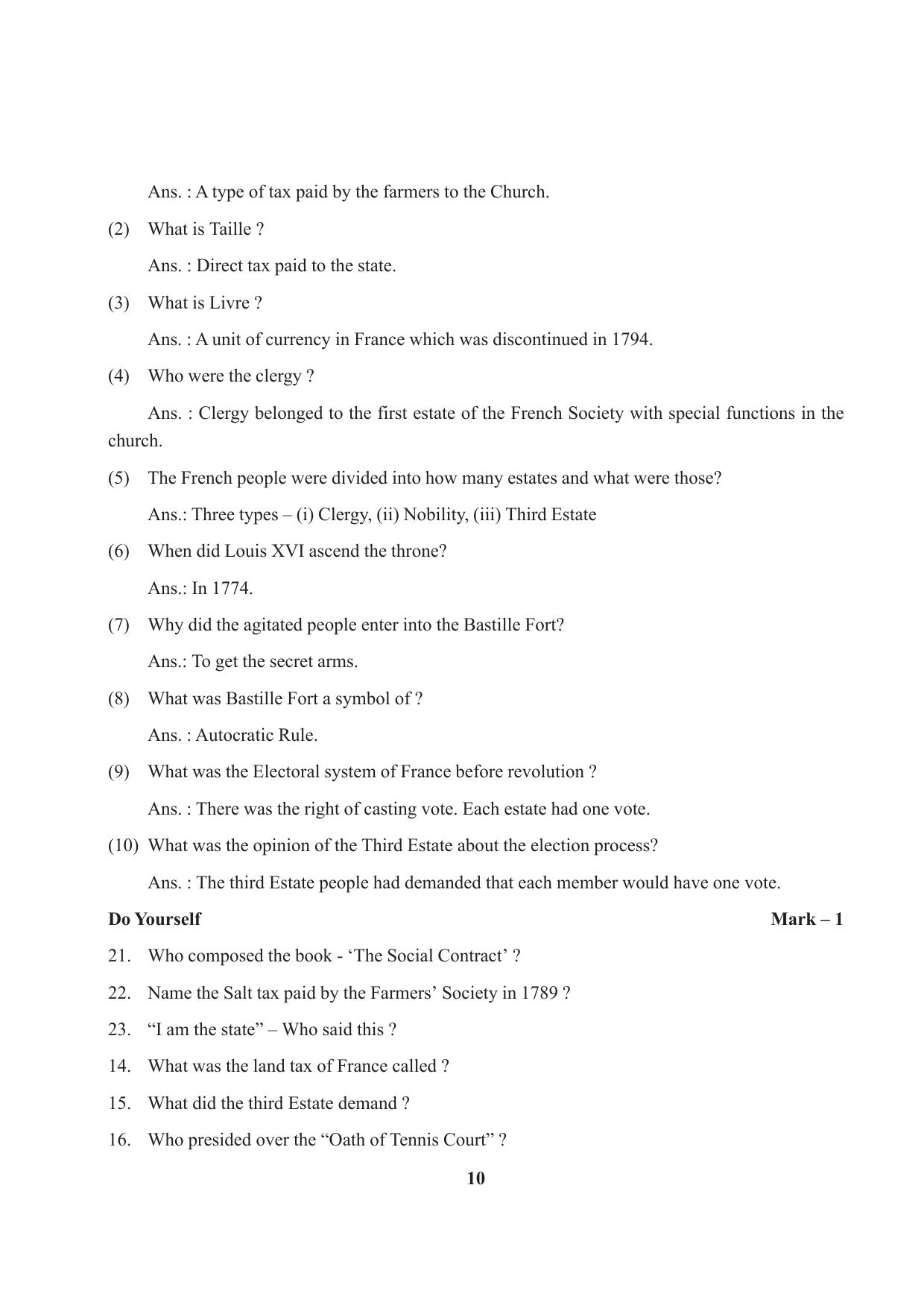 Tripura Board Class 9 Social Science English Version Workbooks - Page 10