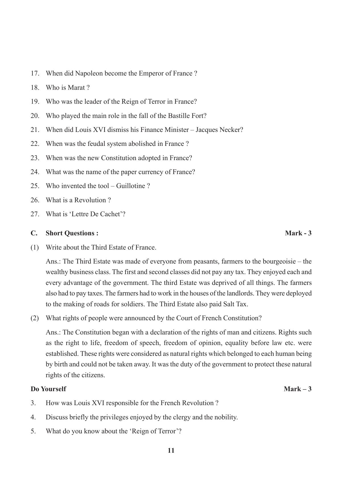 Tripura Board Class 9 Social Science English Version Workbooks - Page 11