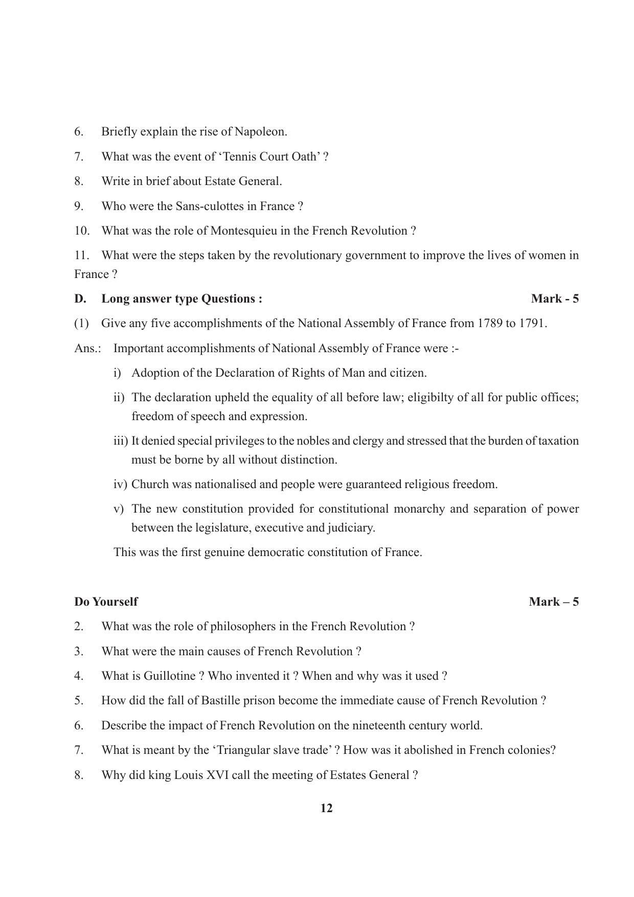 Tripura Board Class 9 Social Science English Version Workbooks - Page 12