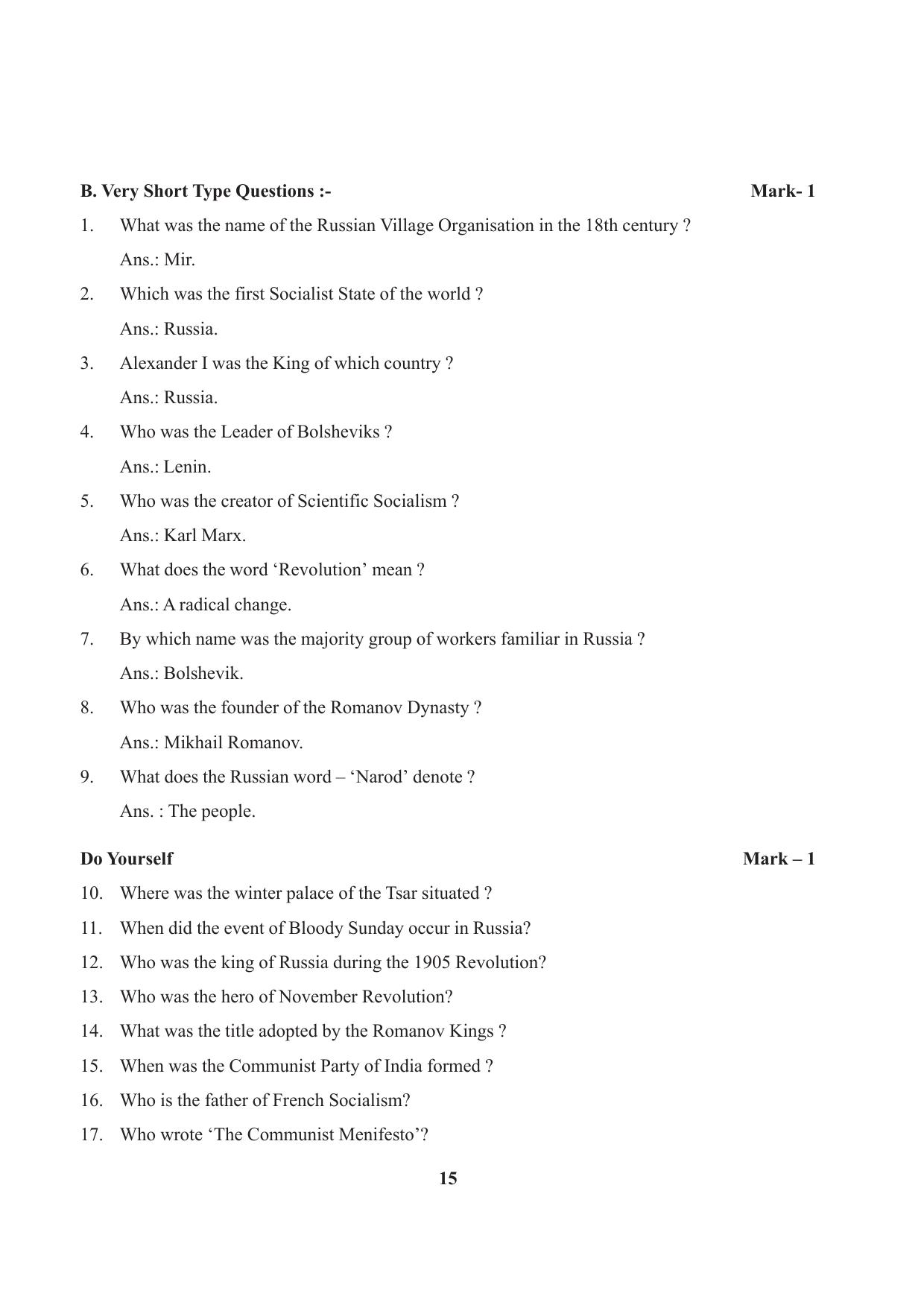 Tripura Board Class 9 Social Science English Version Workbooks - Page 15