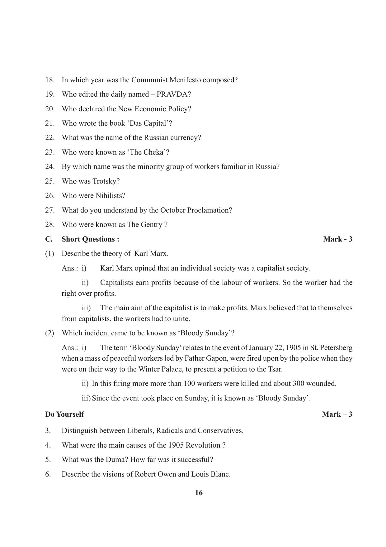 Tripura Board Class 9 Social Science English Version Workbooks - Page 16