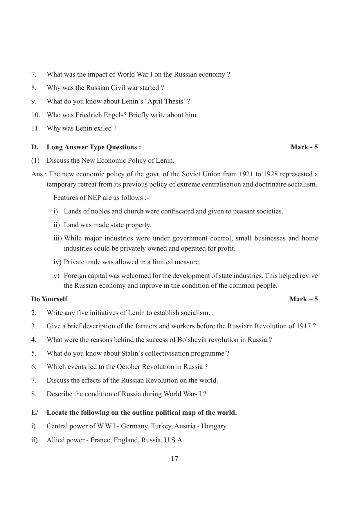 Tripura Board Class 9 Social Science English Version Workbooks - Page 17