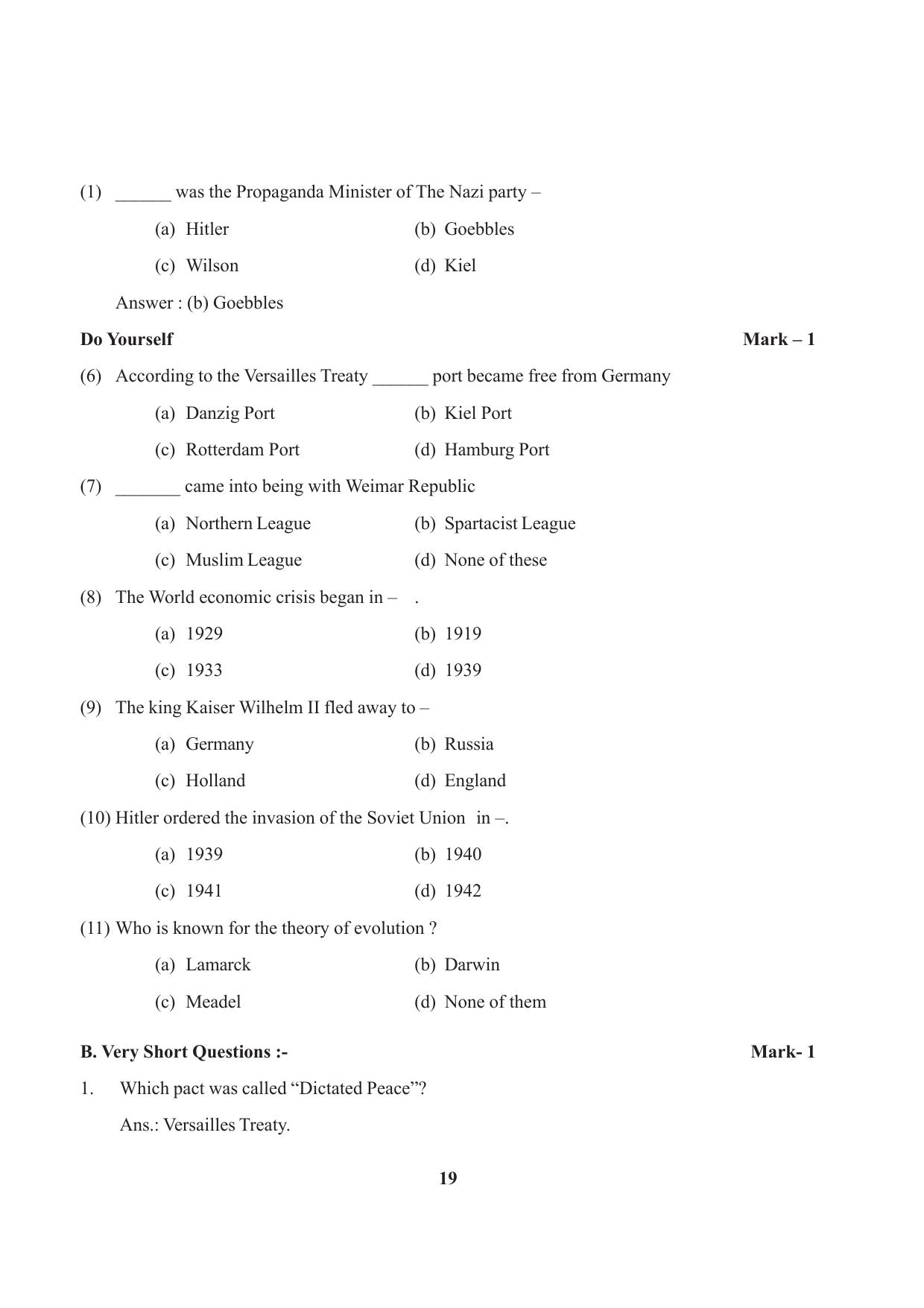 Tripura Board Class 9 Social Science English Version Workbooks - Page 19