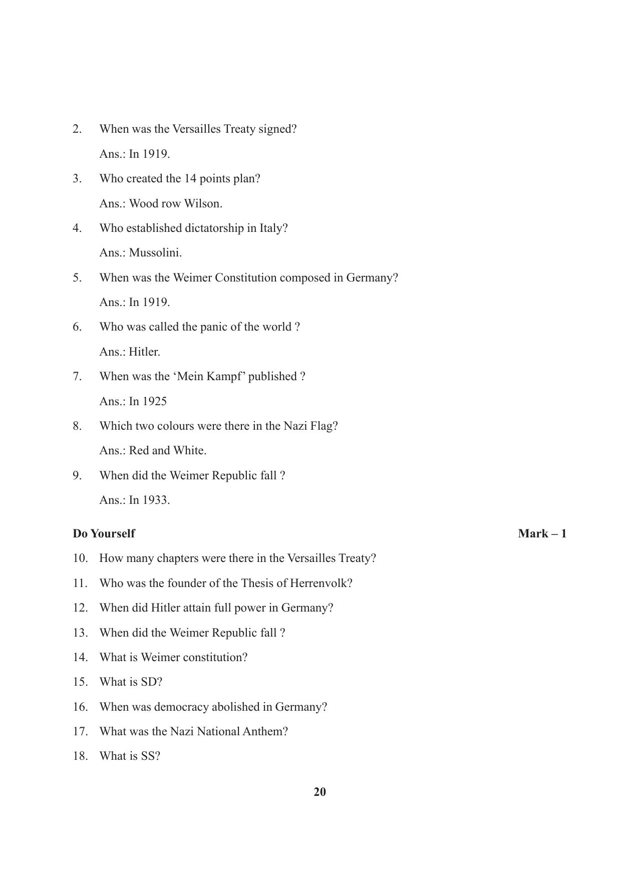 Tripura Board Class 9 Social Science English Version Workbooks - Page 20