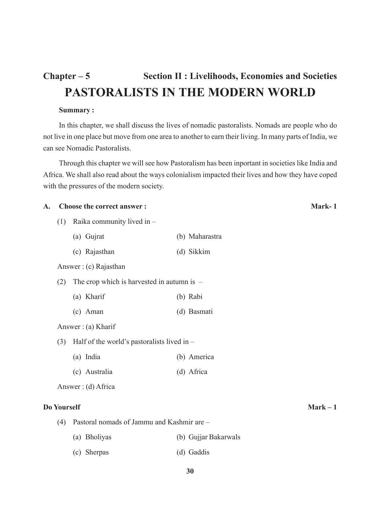 Tripura Board Class 9 Social Science English Version Workbooks - Page 30