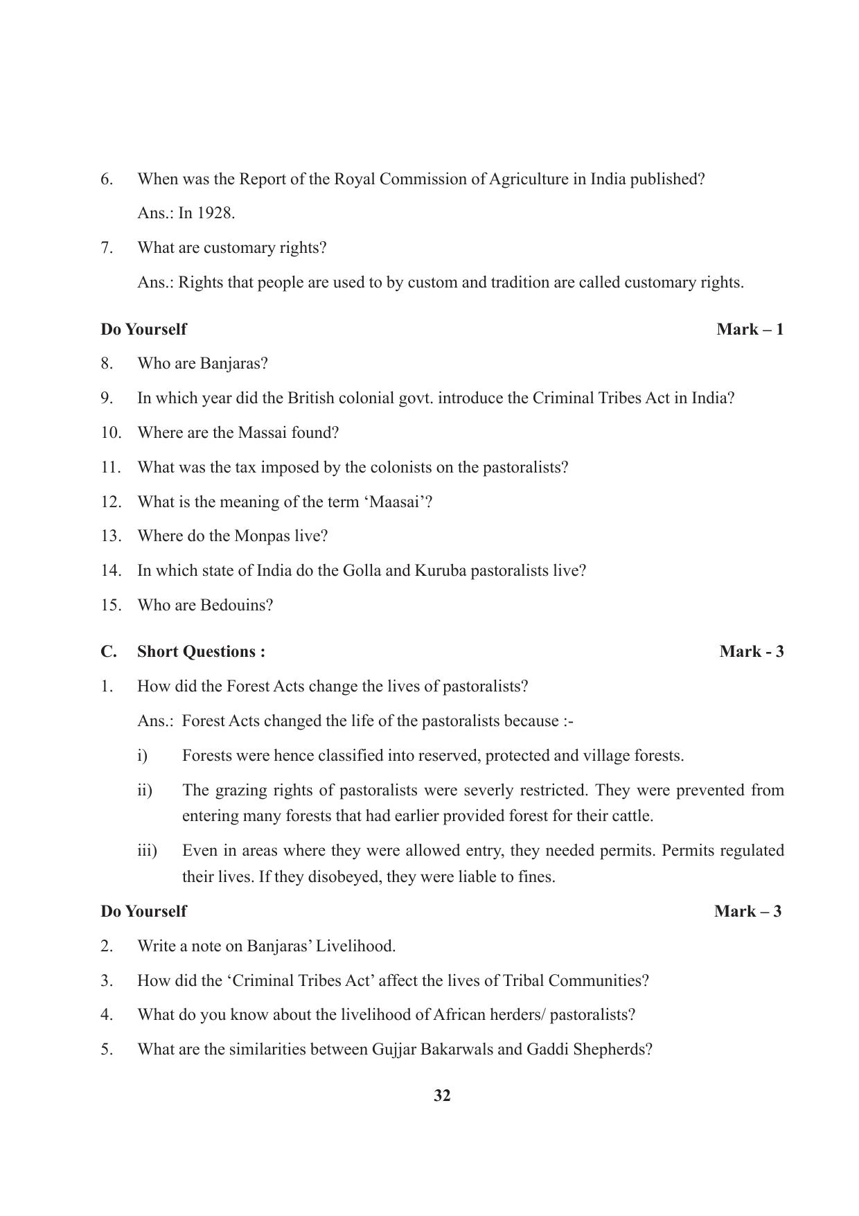 Tripura Board Class 9 Social Science English Version Workbooks - Page 32
