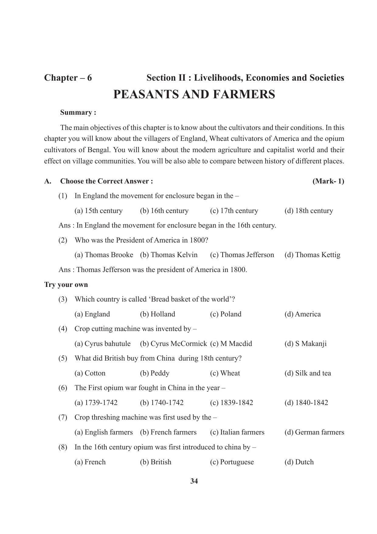 Tripura Board Class 9 Social Science English Version Workbooks - Page 34