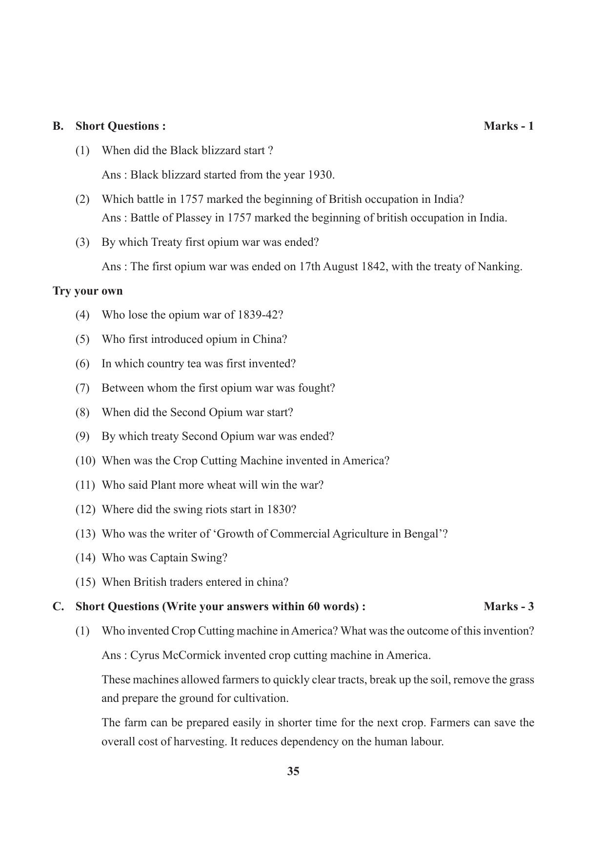 Tripura Board Class 9 Social Science English Version Workbooks - Page 35