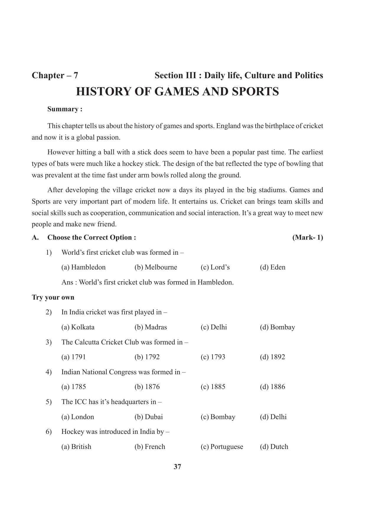 Tripura Board Class 9 Social Science English Version Workbooks - Page 37