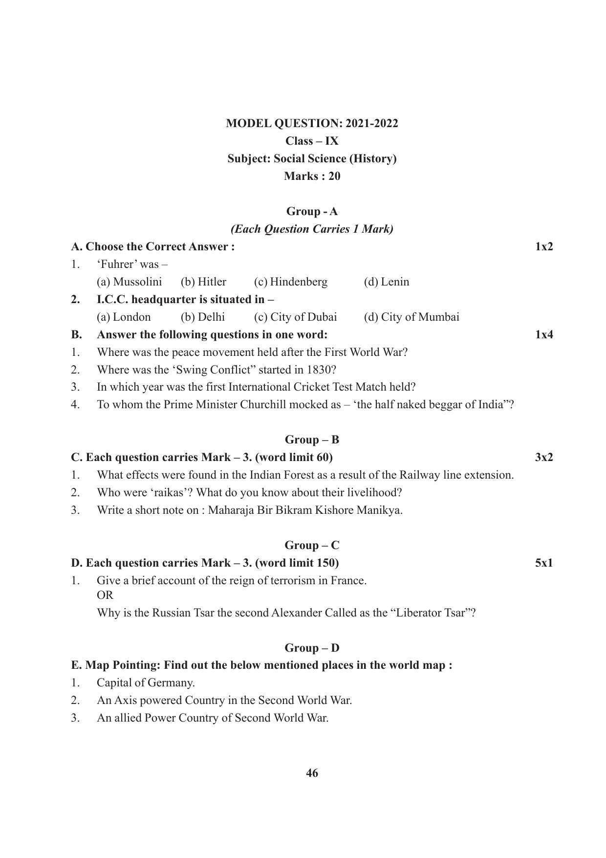 Tripura Board Class 9 Social Science English Version Workbooks - Page 46