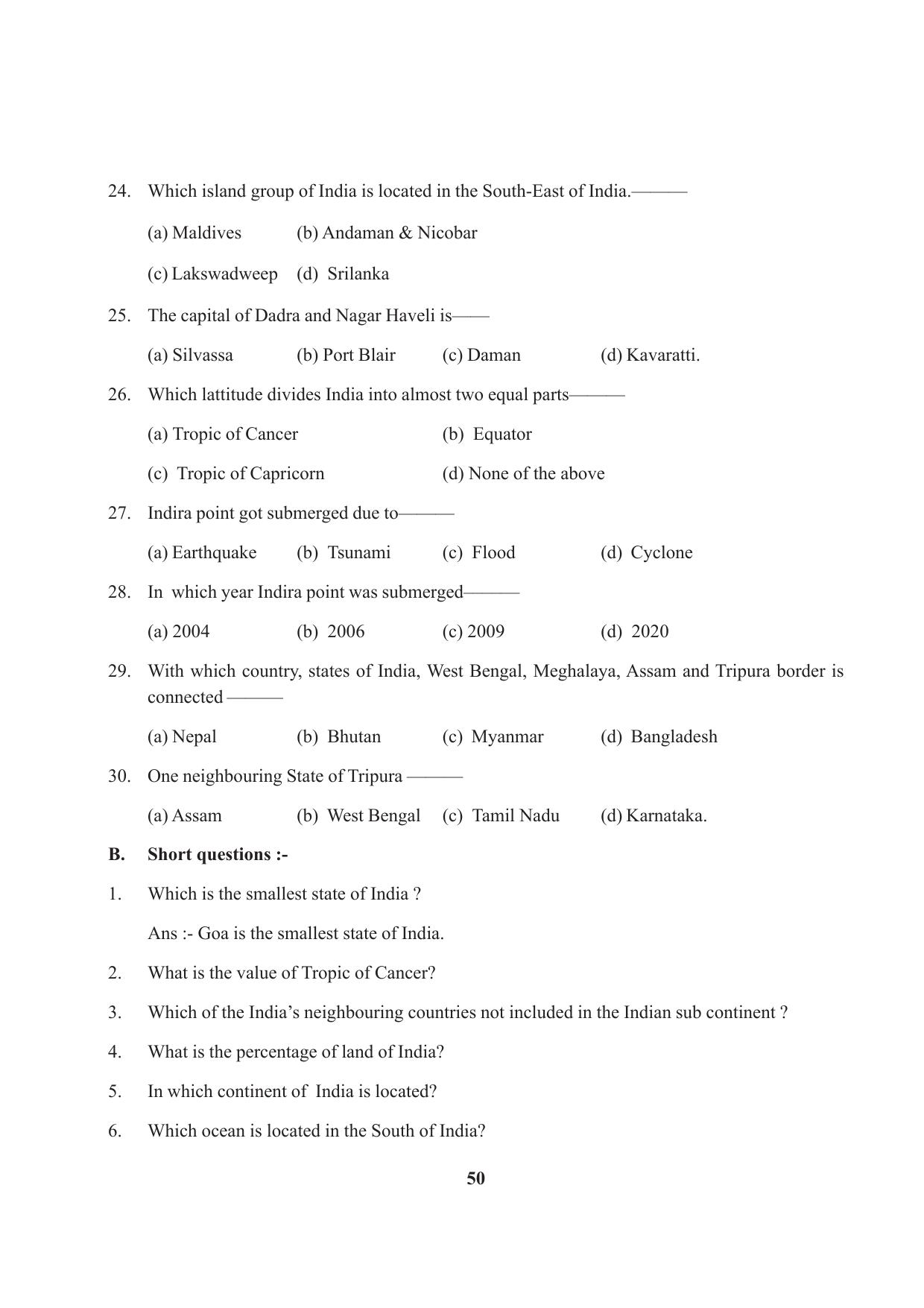 Tripura Board Class 9 Social Science English Version Workbooks - Page 50