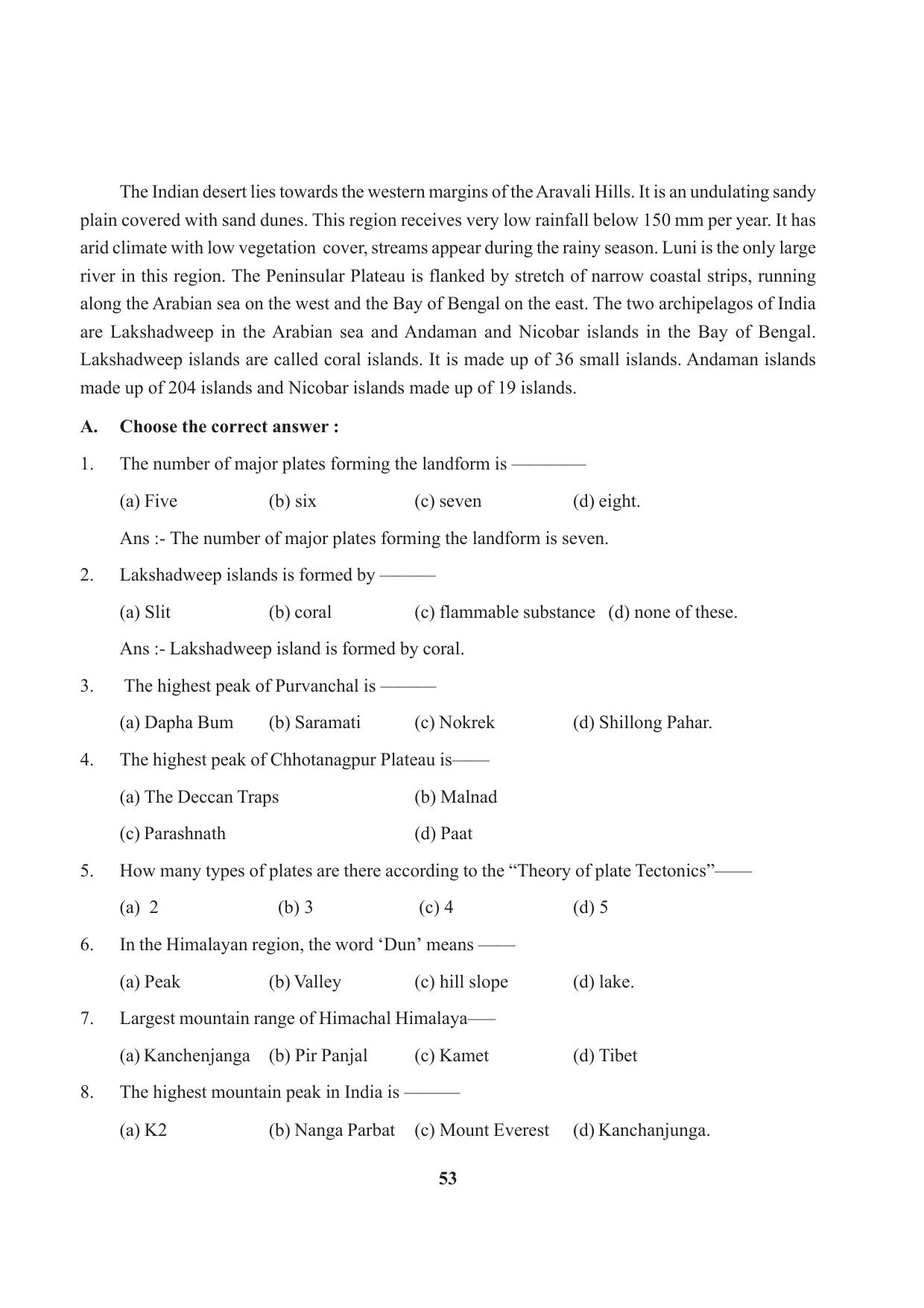 Tripura Board Class 9 Social Science English Version Workbooks - Page 53