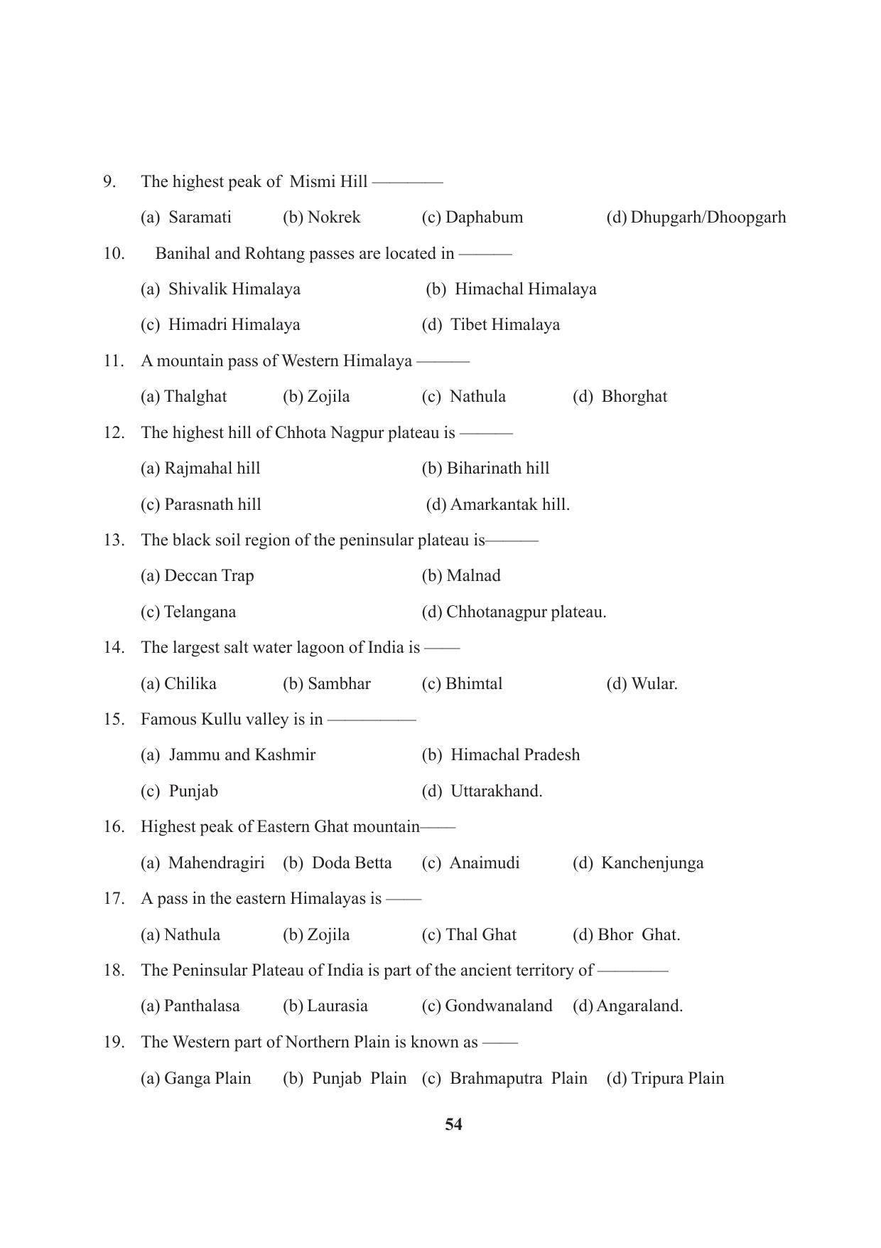 Tripura Board Class 9 Social Science English Version Workbooks - Page 54