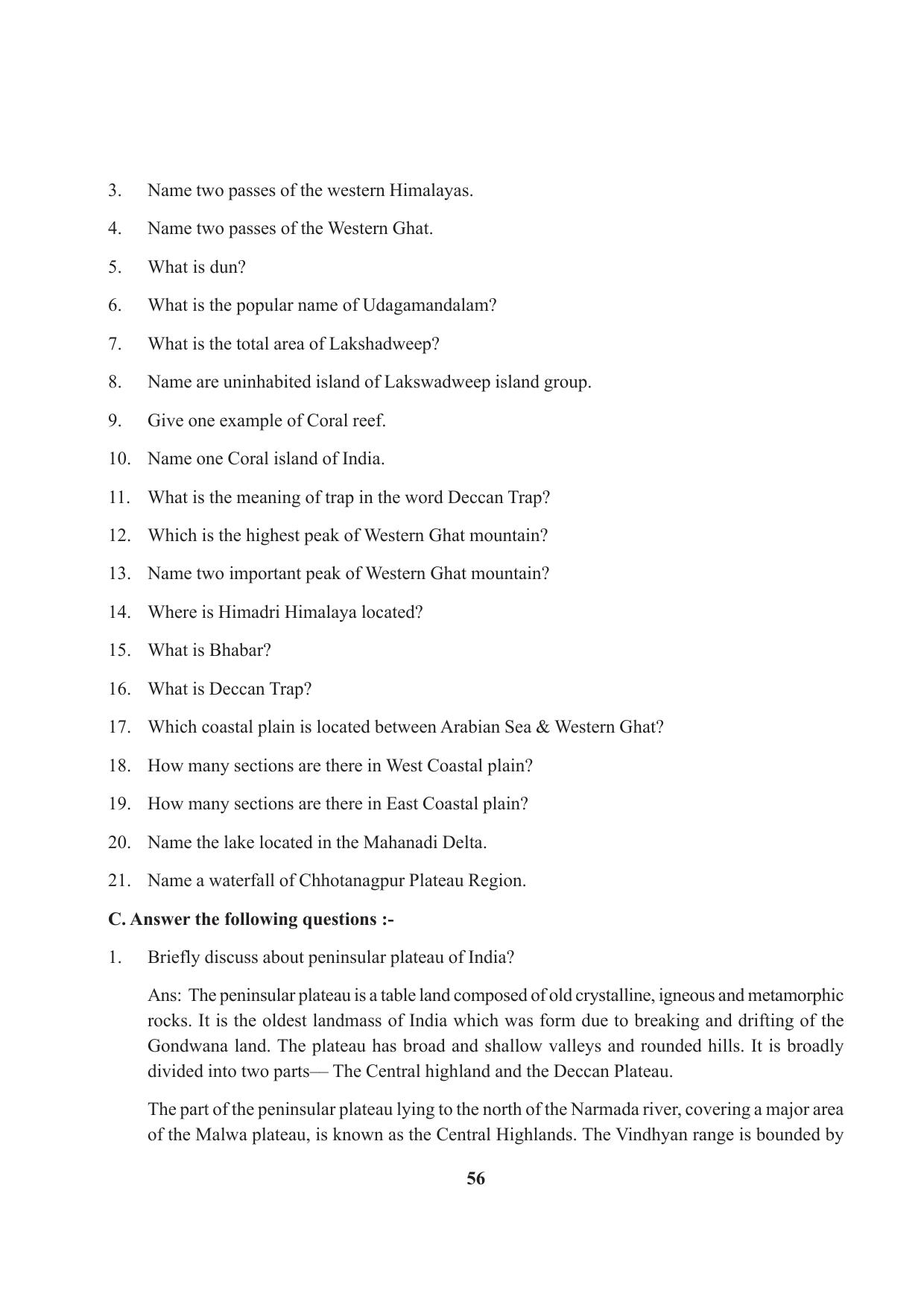 Tripura Board Class 9 Social Science English Version Workbooks - Page 56