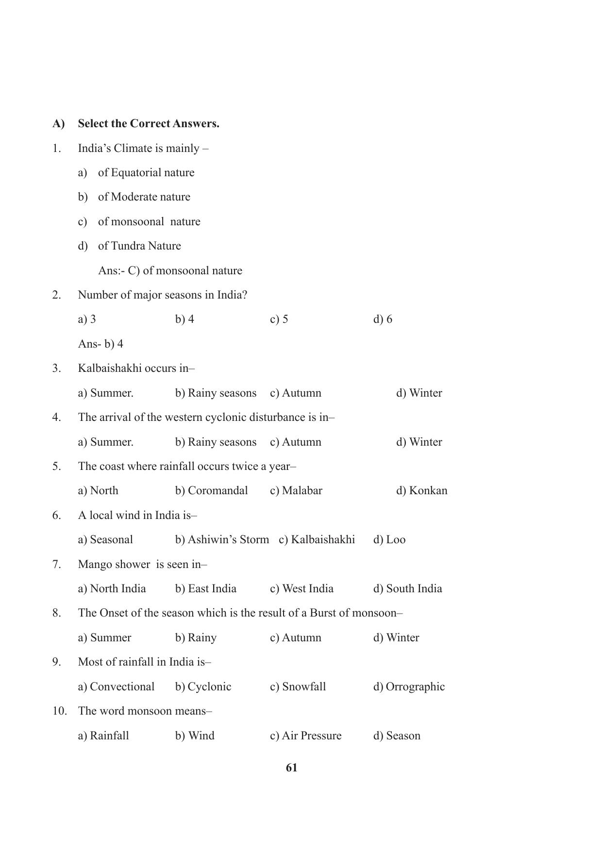 Tripura Board Class 9 Social Science English Version Workbooks - Page 61