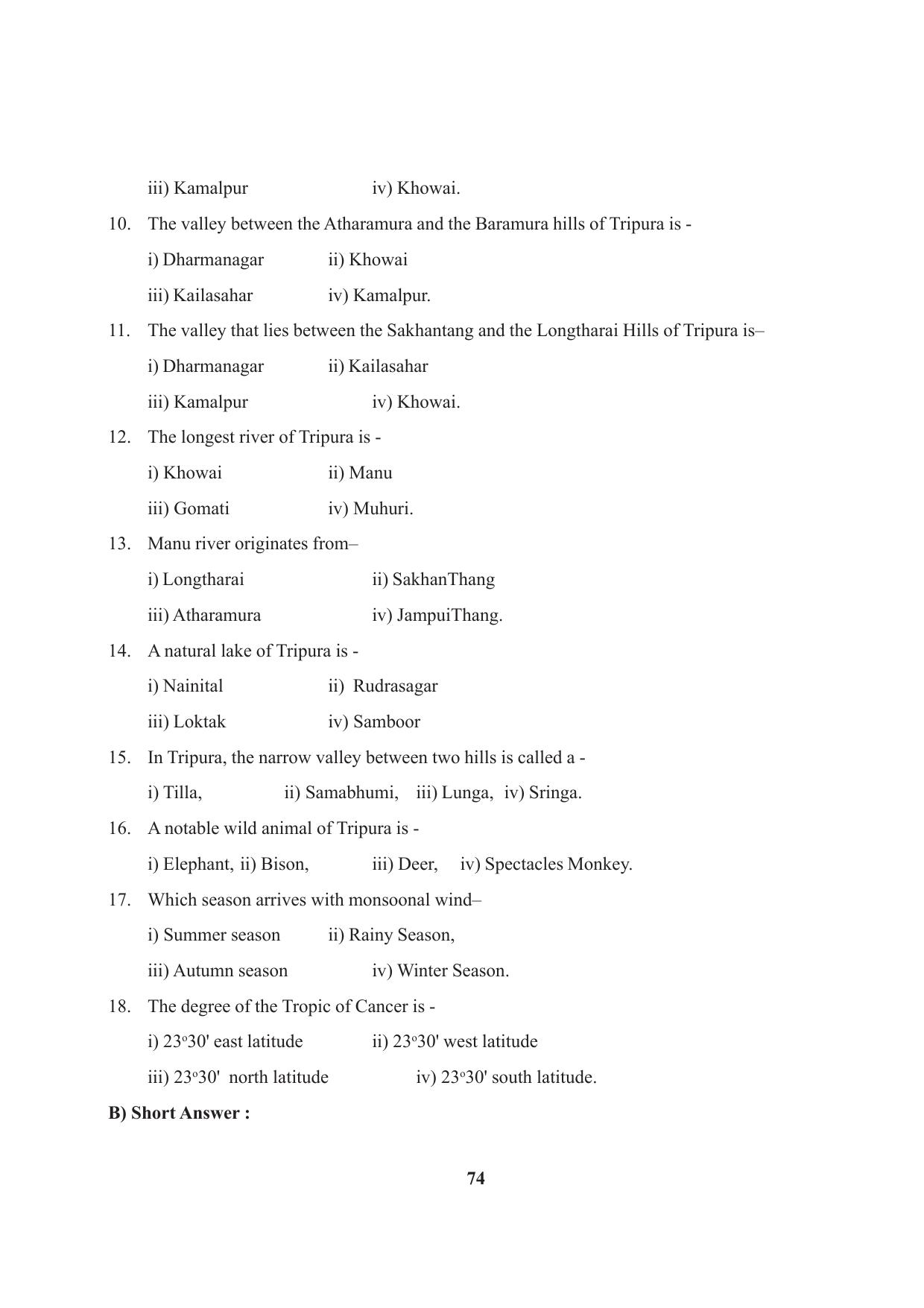 Tripura Board Class 9 Social Science English Version Workbooks - Page 74
