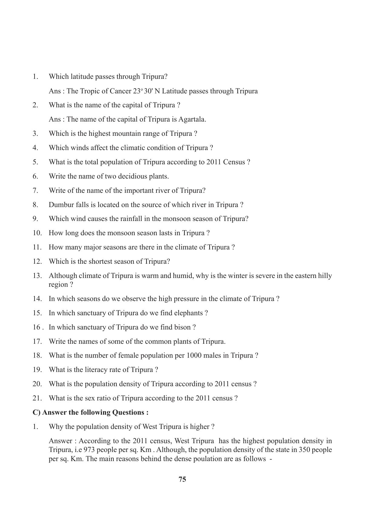Tripura Board Class 9 Social Science English Version Workbooks - Page 75
