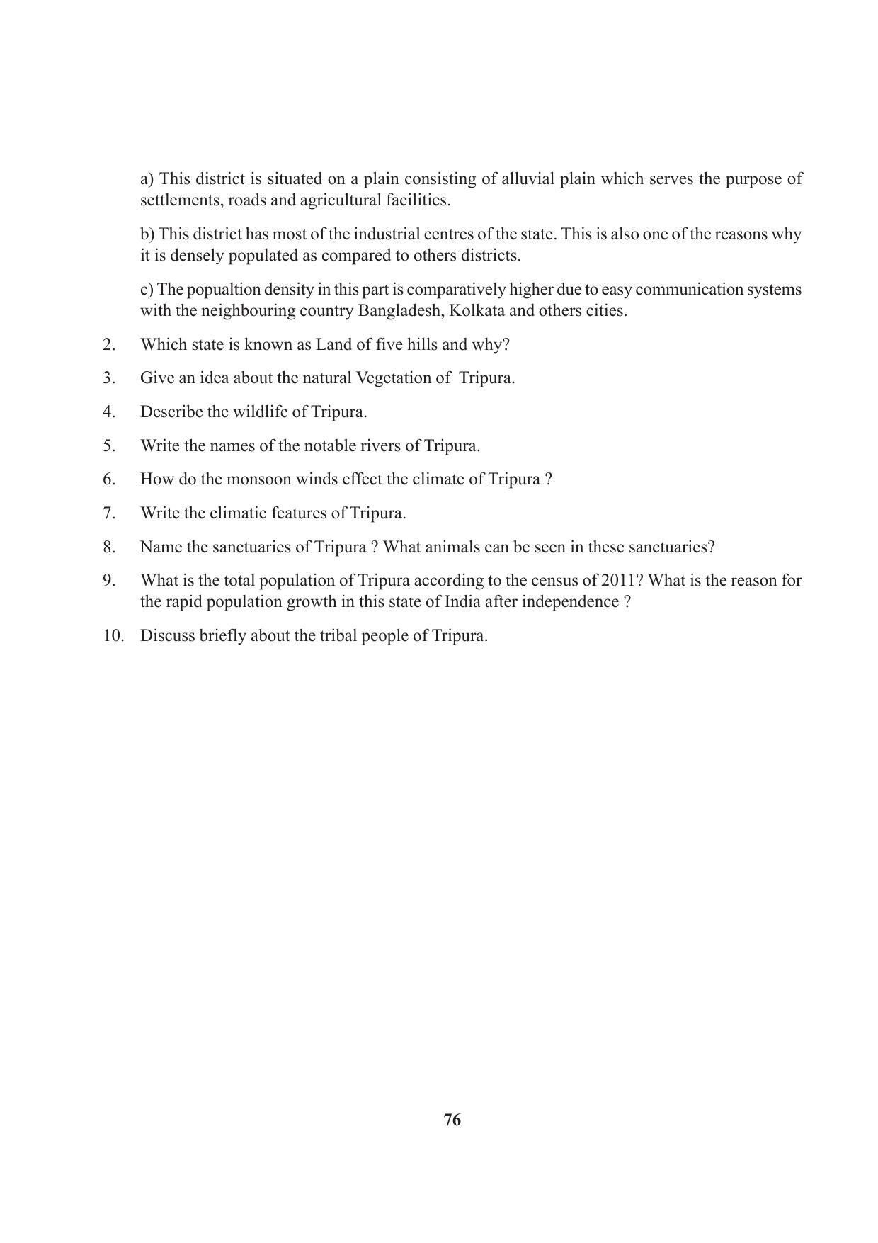 Tripura Board Class 9 Social Science English Version Workbooks - Page 76