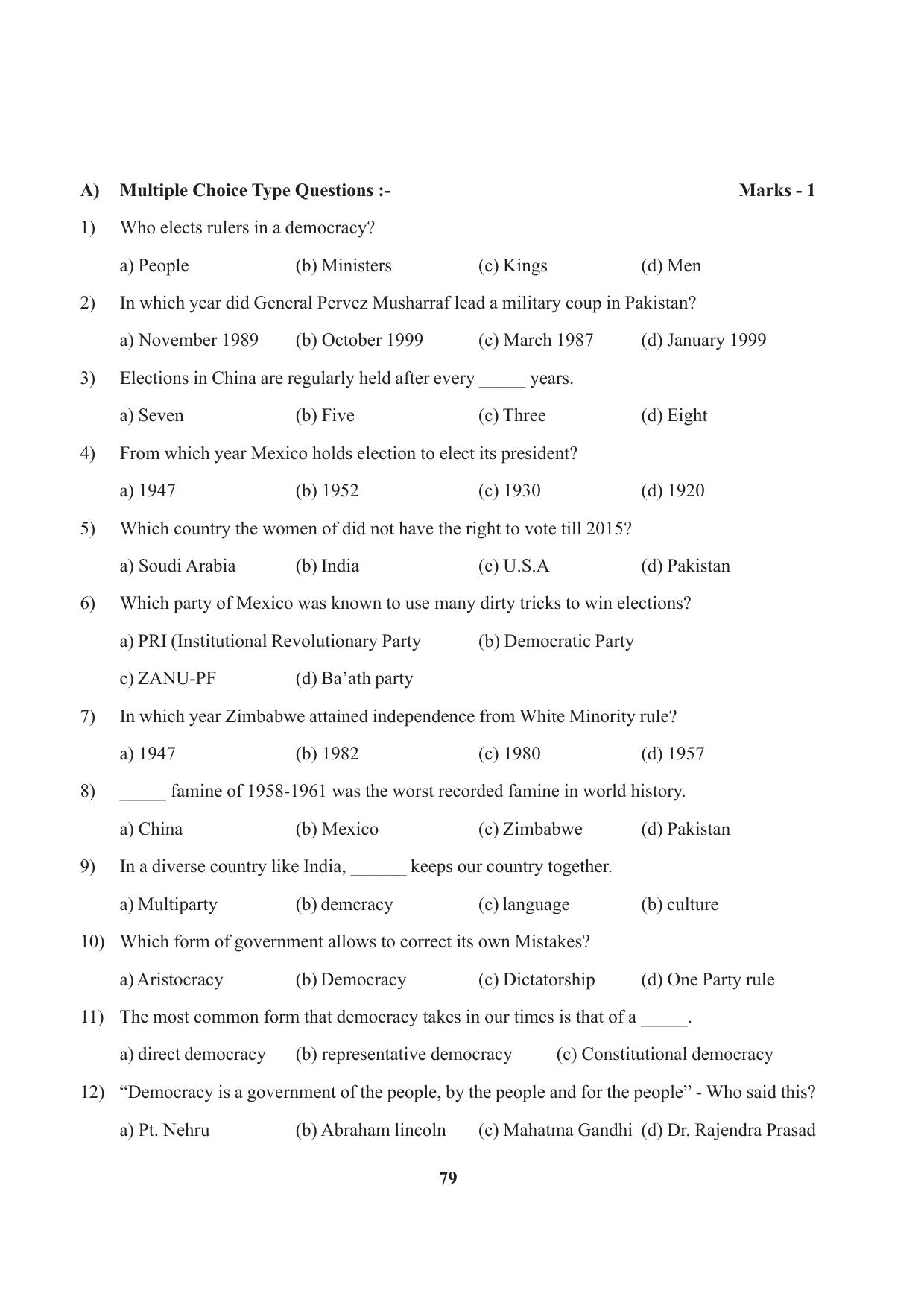 Tripura Board Class 9 Social Science English Version Workbooks - Page 79