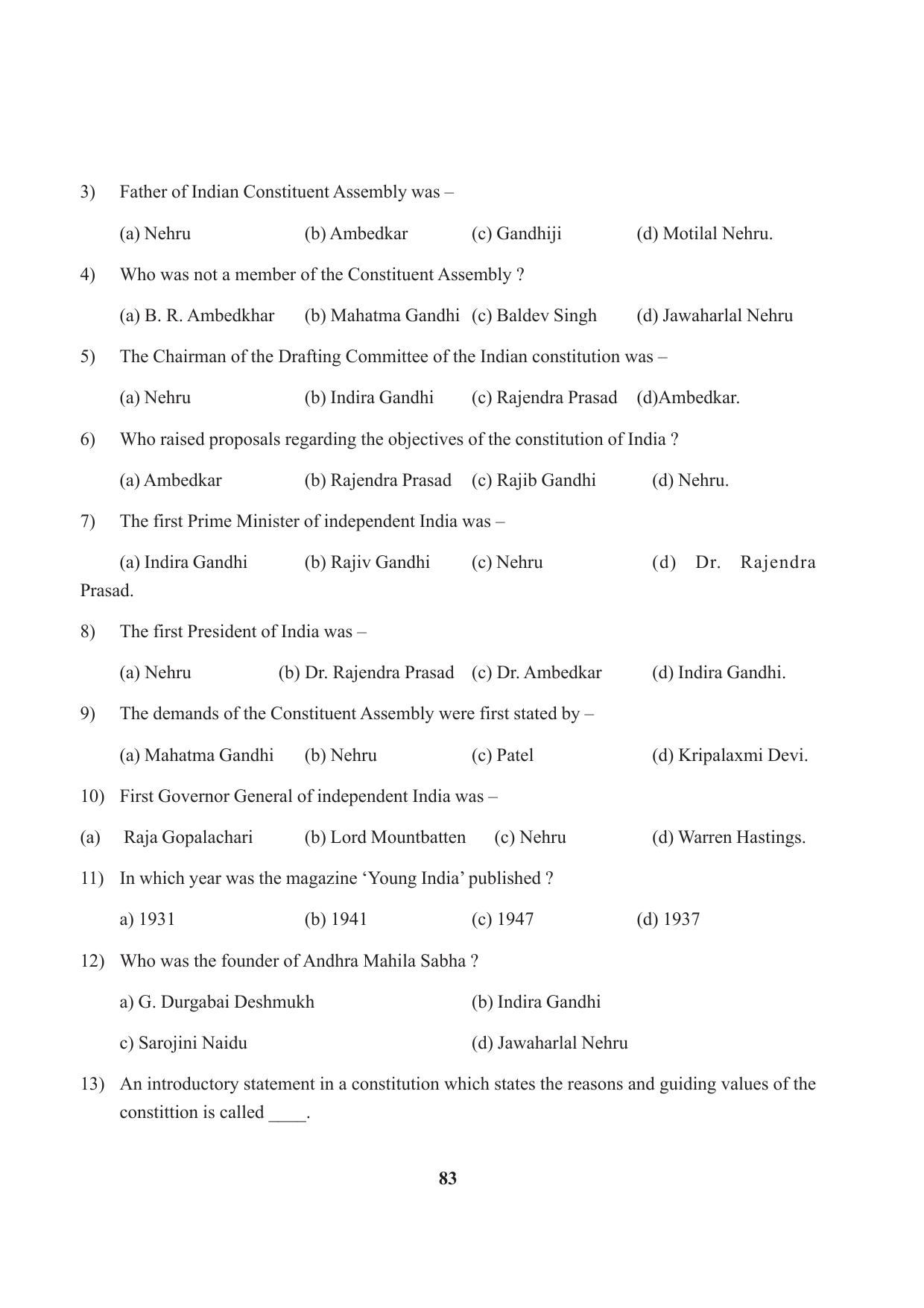 Tripura Board Class 9 Social Science English Version Workbooks - Page 83