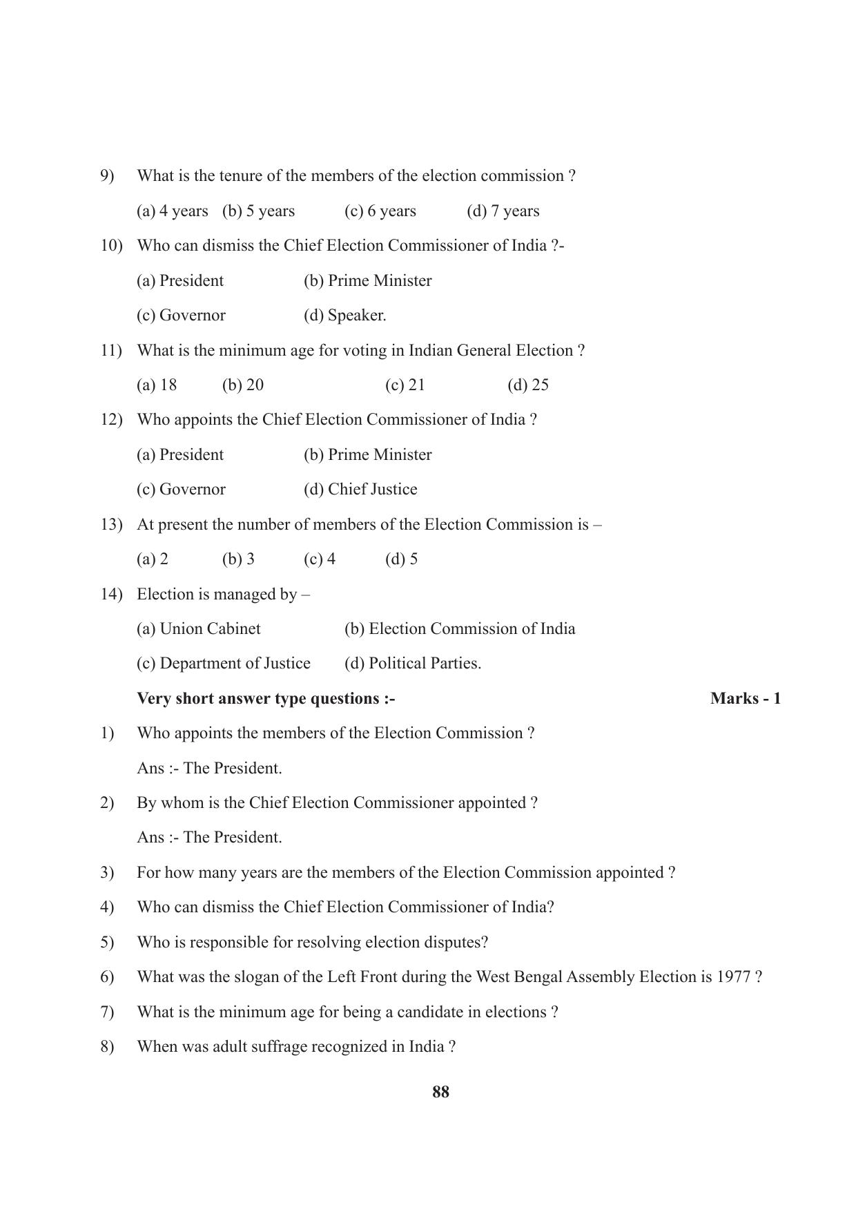 Tripura Board Class 9 Social Science English Version Workbooks - Page 88