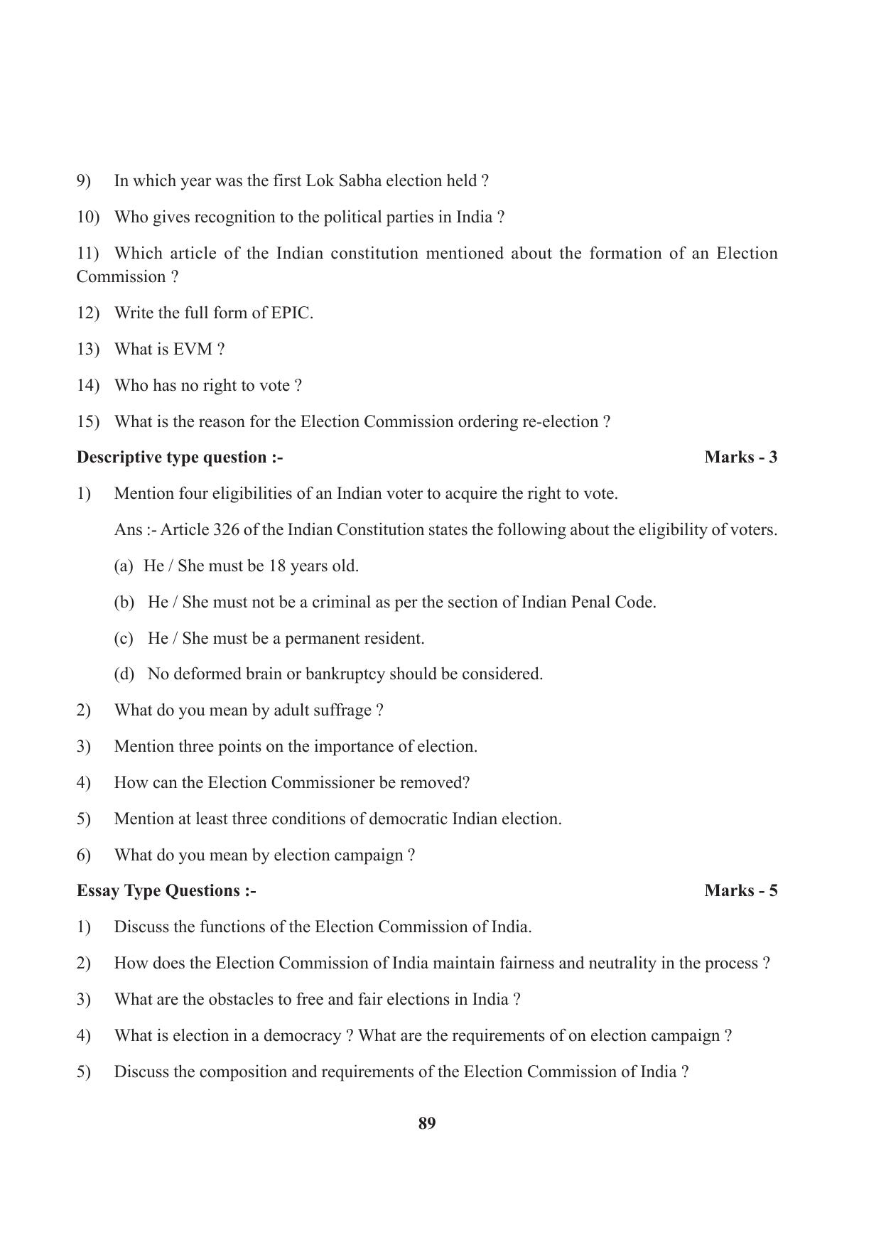 Tripura Board Class 9 Social Science English Version Workbooks - Page 89