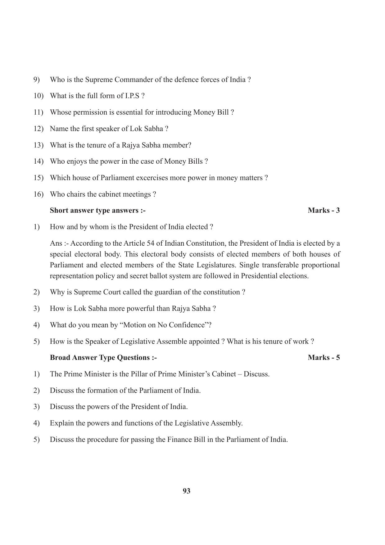 Tripura Board Class 9 Social Science English Version Workbooks - Page 93