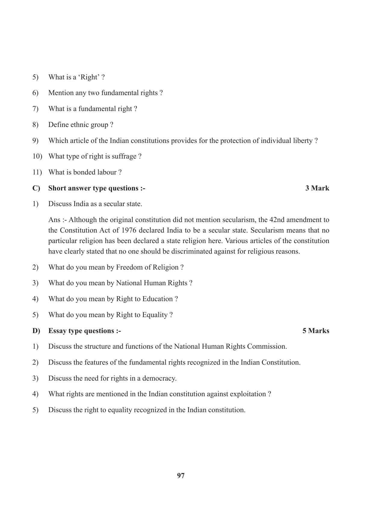 Tripura Board Class 9 Social Science English Version Workbooks - Page 97