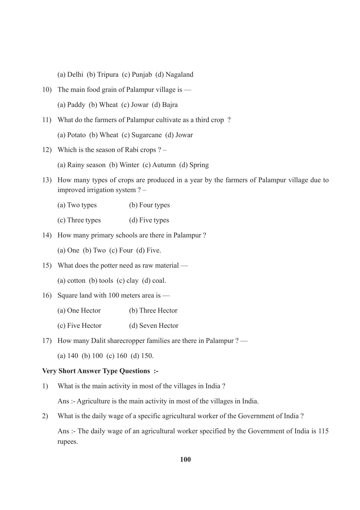 Tripura Board Class 9 Social Science English Version Workbooks - Page 100
