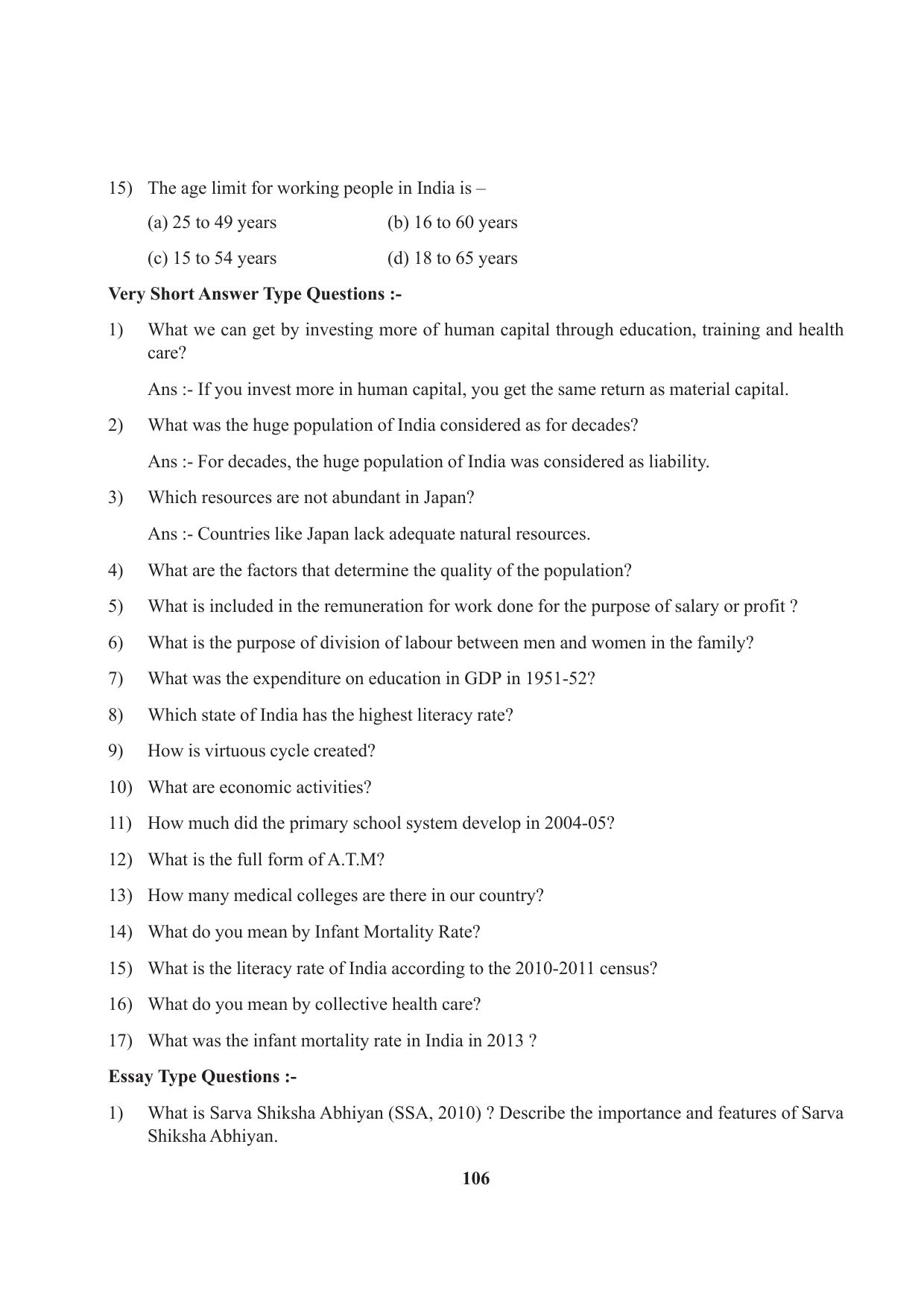 Tripura Board Class 9 Social Science English Version Workbooks - Page 106