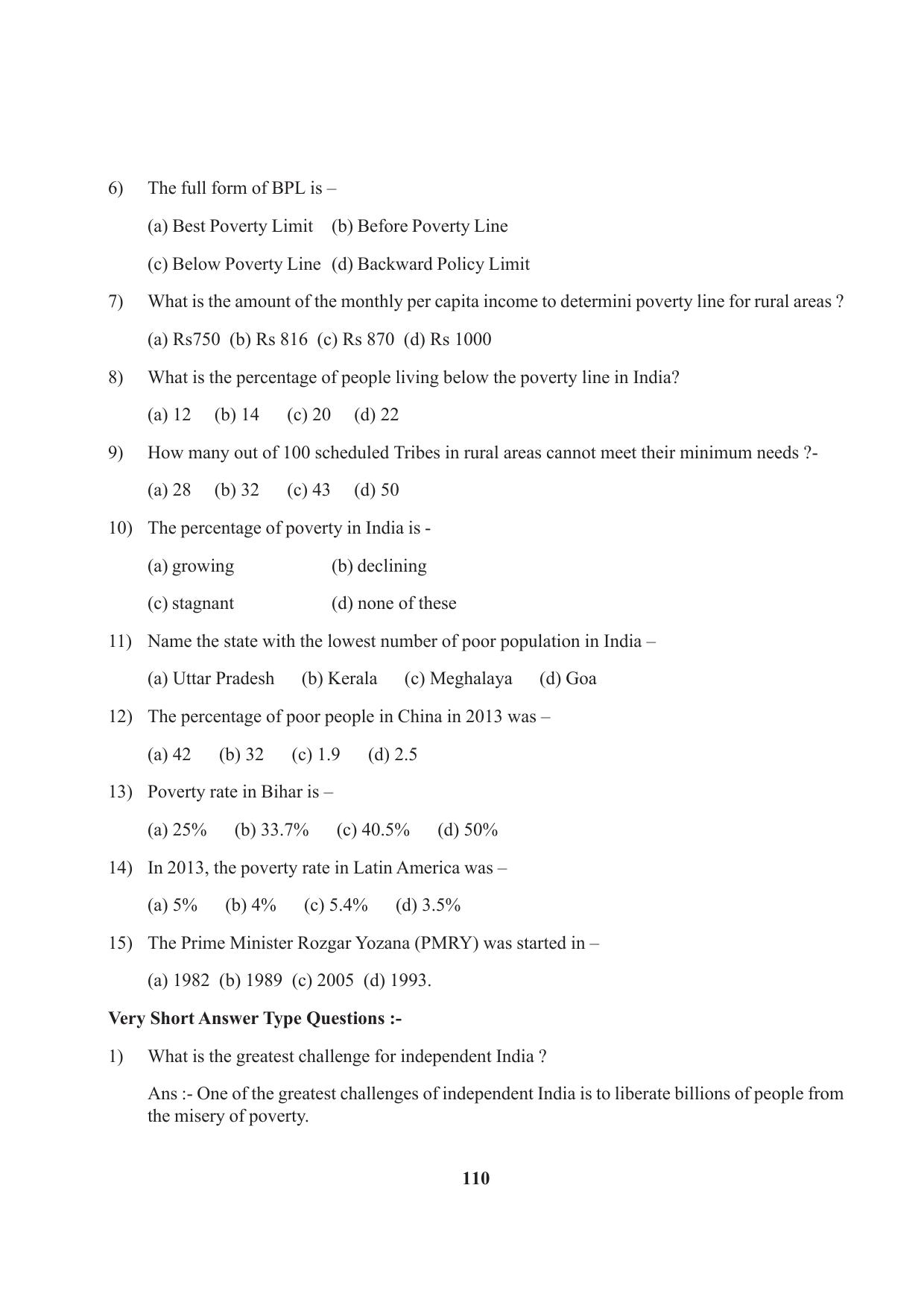 Tripura Board Class 9 Social Science English Version Workbooks - Page 110