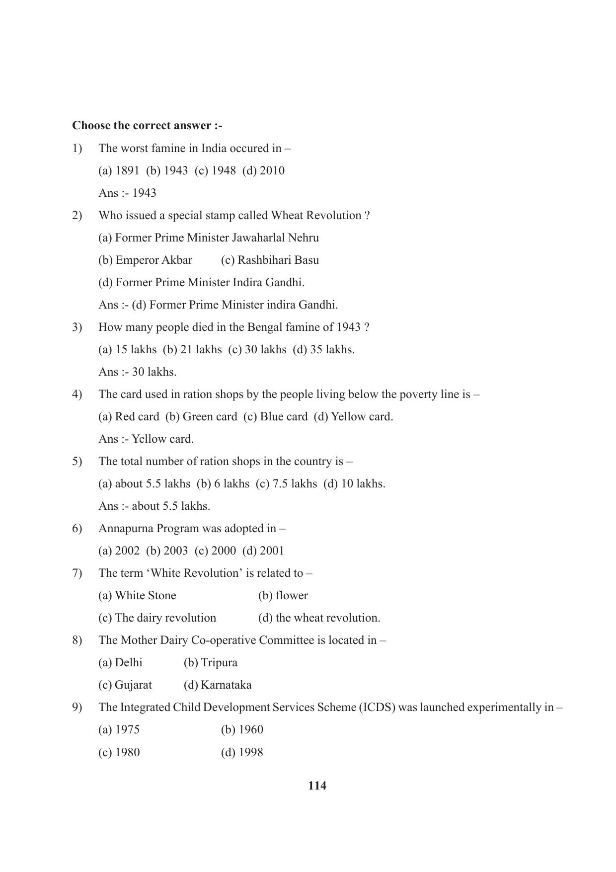Tripura Board Class 9 Social Science English Version Workbooks - Page 114