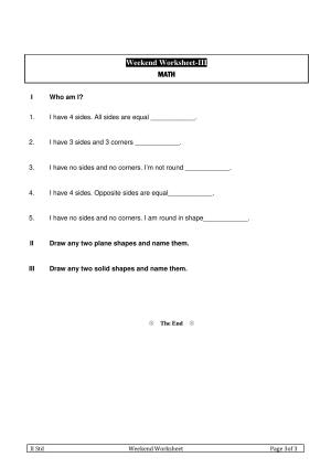 Worksheet for Class 3 Mathematics Assignment 83