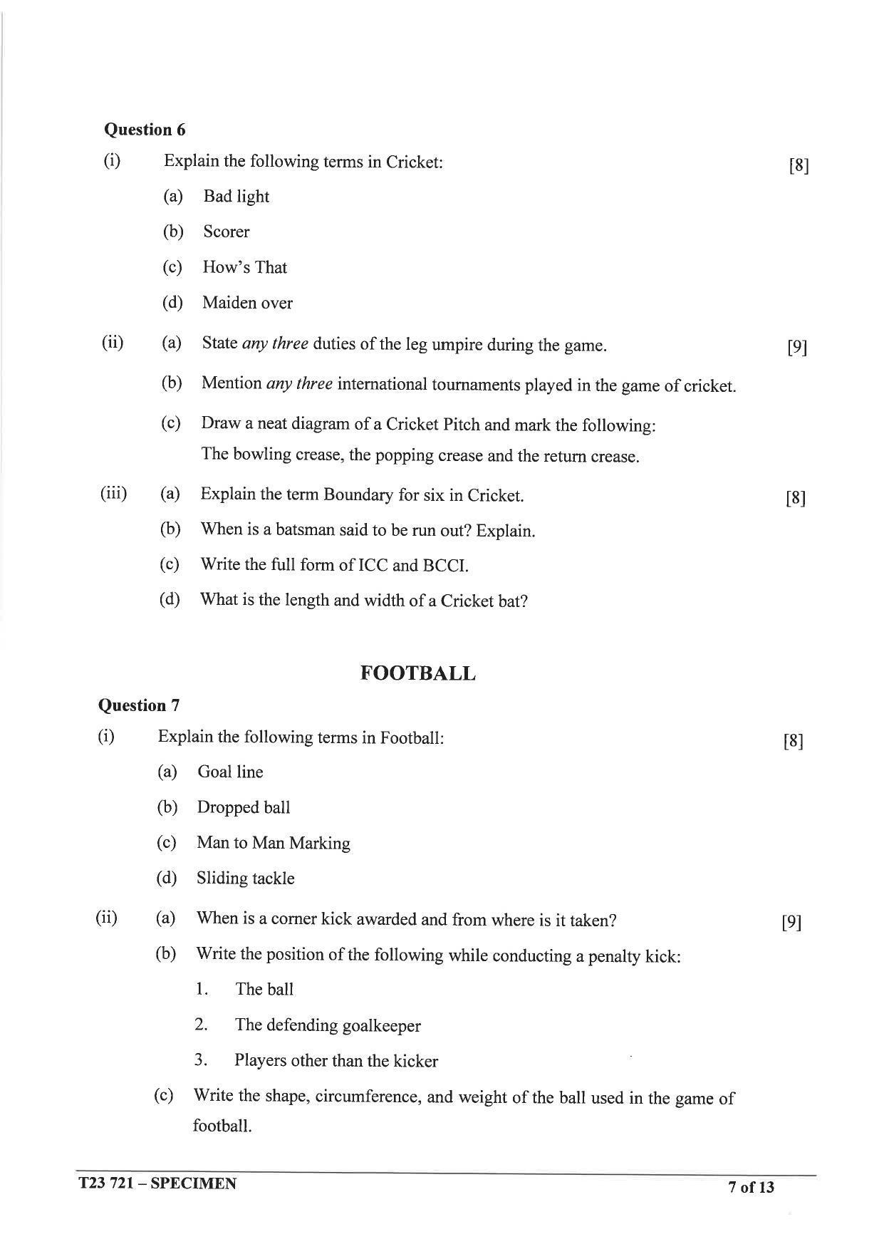 ICSE Class 10 Physical Education Sample Paper 2023 - Page 7