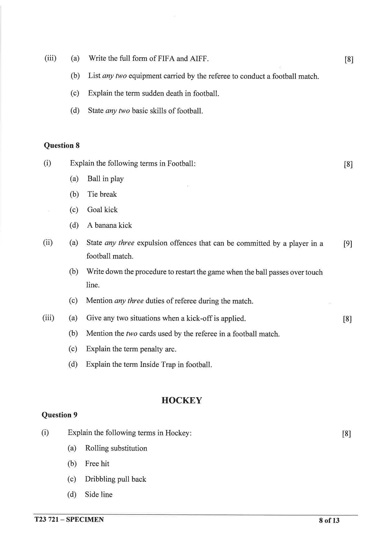 ICSE Class 10 Physical Education Sample Paper 2023 - Page 8