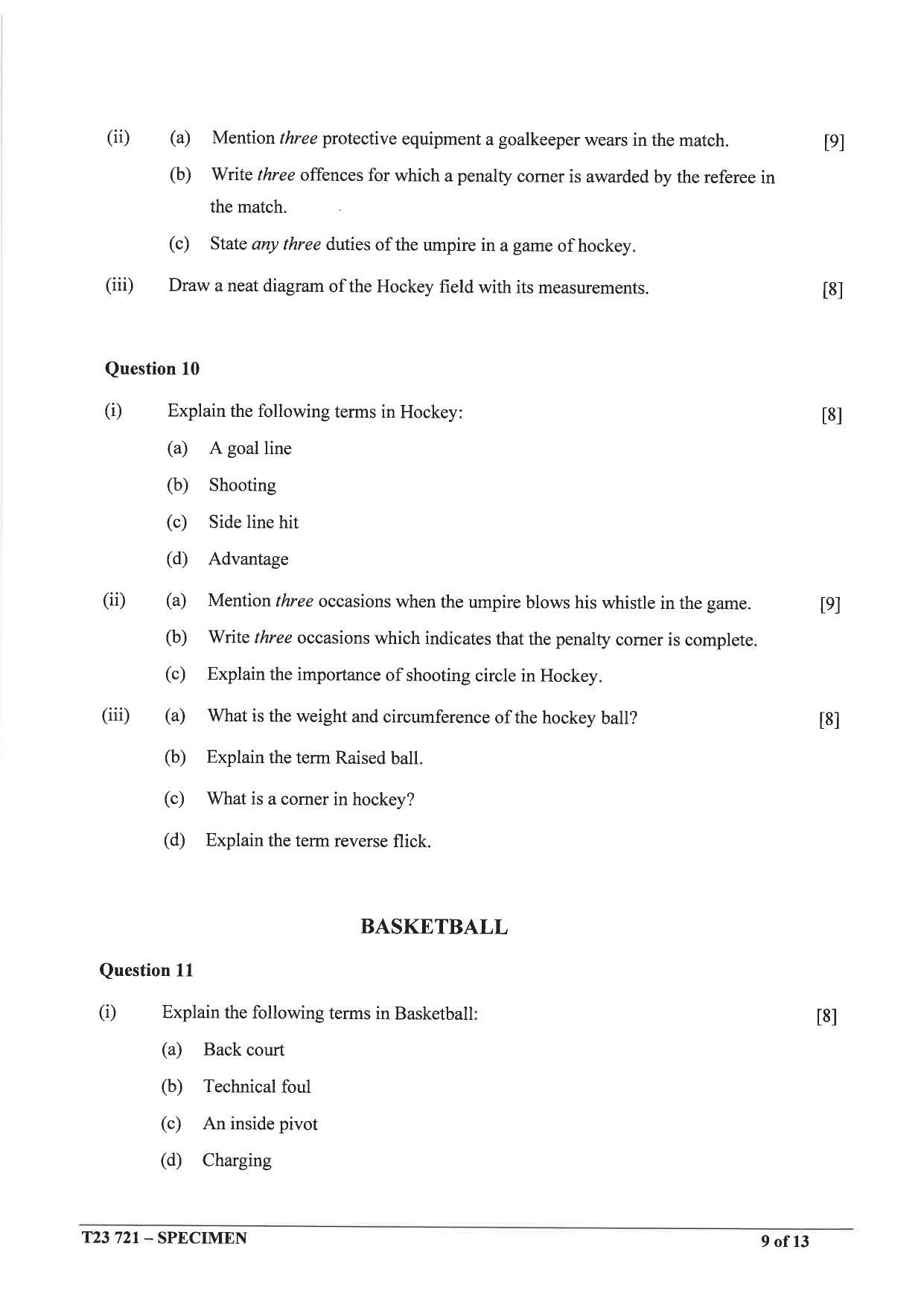 ICSE Class 10 Physical Education Sample Paper 2023 - Page 9