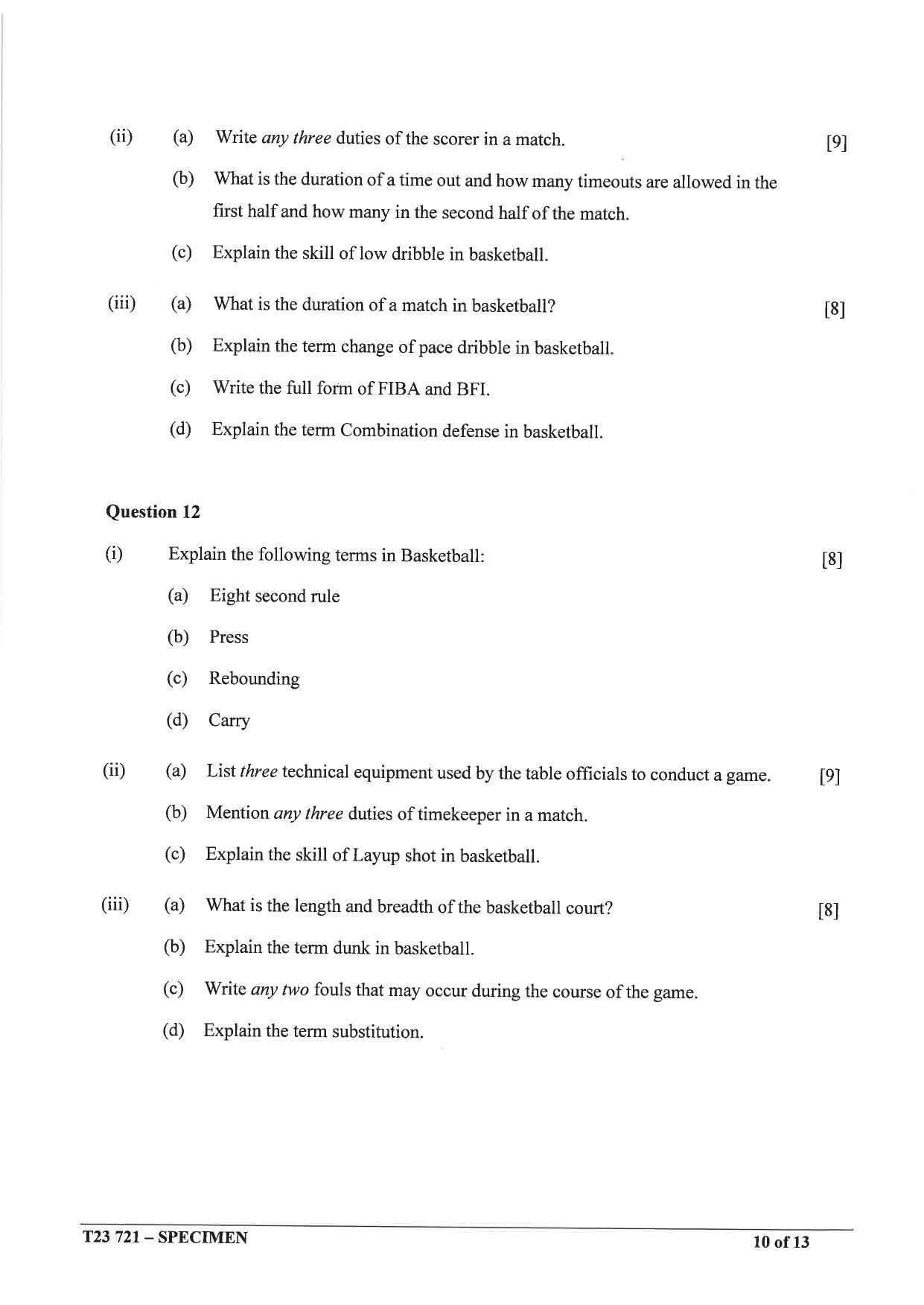 ICSE Class 10 Physical Education Sample Paper 2023 - Page 10
