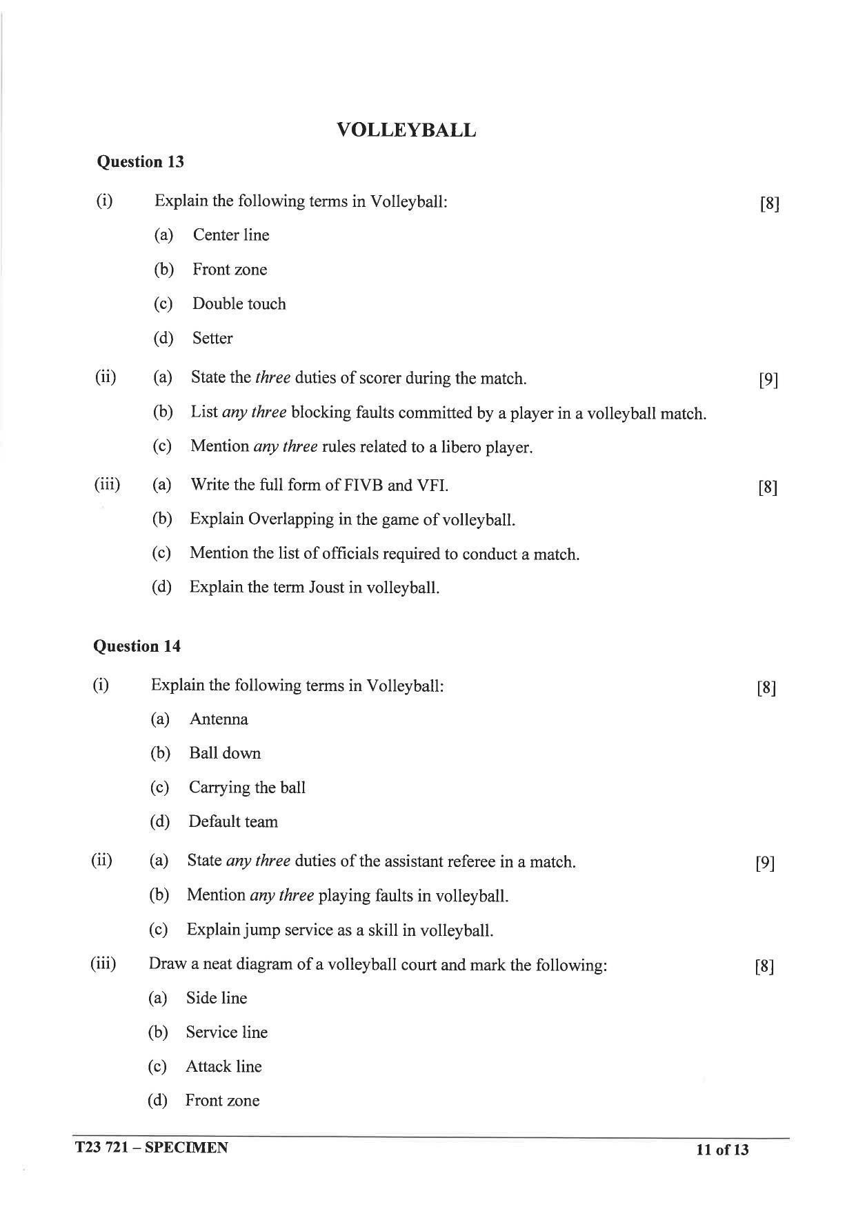 ICSE Class 10 Physical Education Sample Paper 2023 - Page 11