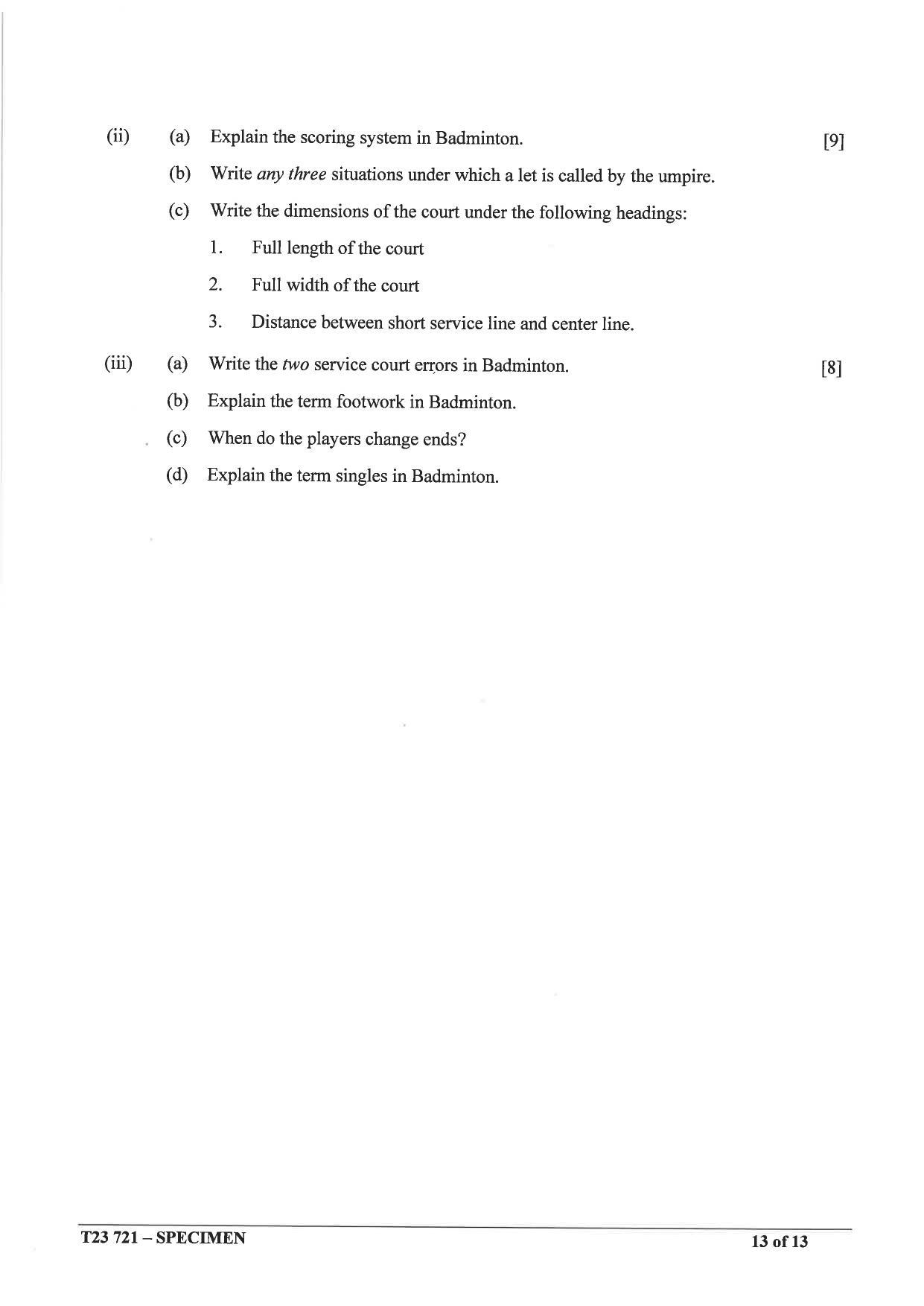 ICSE Class 10 Physical Education Sample Paper 2023 - Page 13