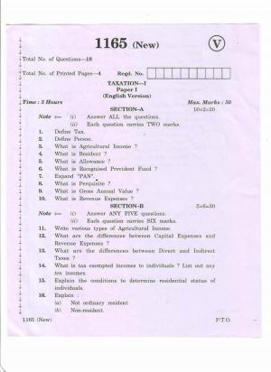 AP Inter 2nd Year Vocational Question Paper March - 2020 - Taxation-I