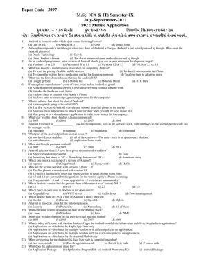 Hemchand North Gujarat University Sample Paper July-Sept 2021: M.Sc. (CA & IT) Sem - IX 902 : Mobile Application