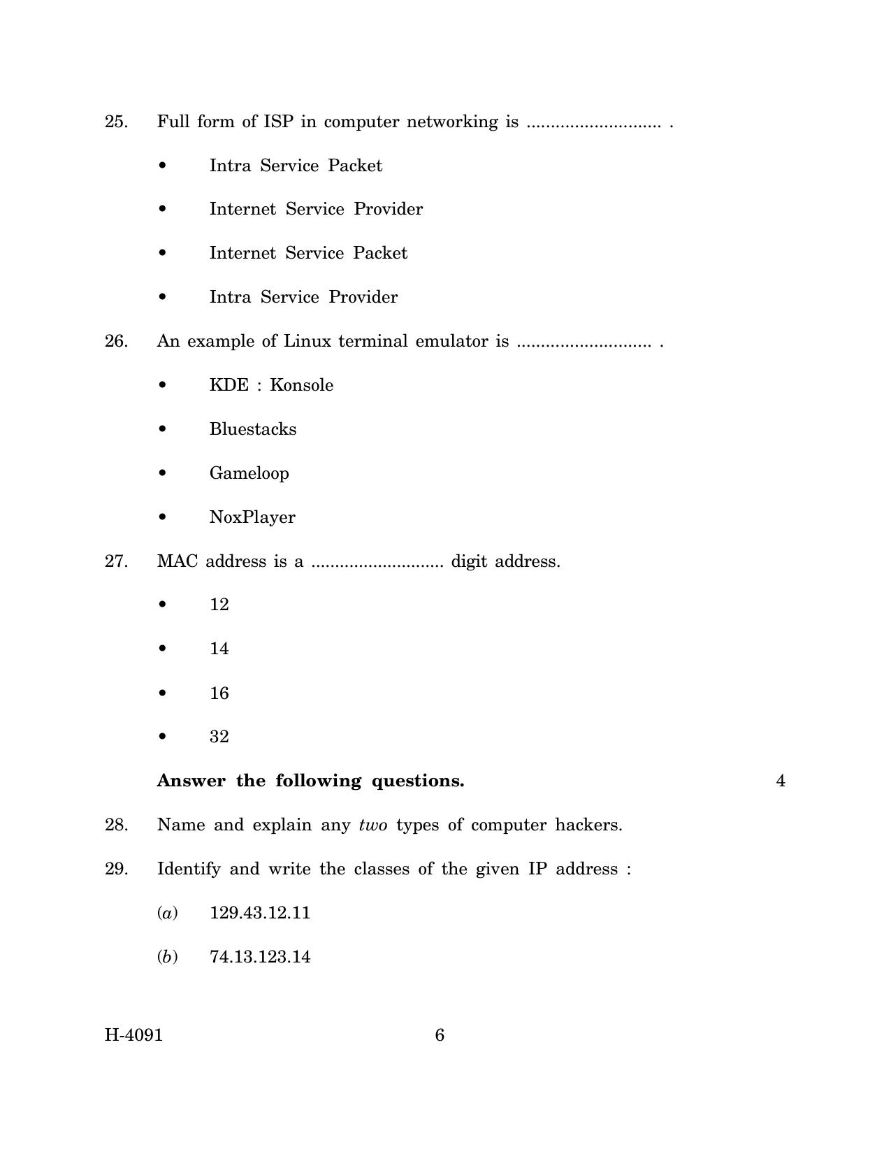 Goa Board Class 12 Electronics - Field Technician (March 2024) Question Paper - Page 6