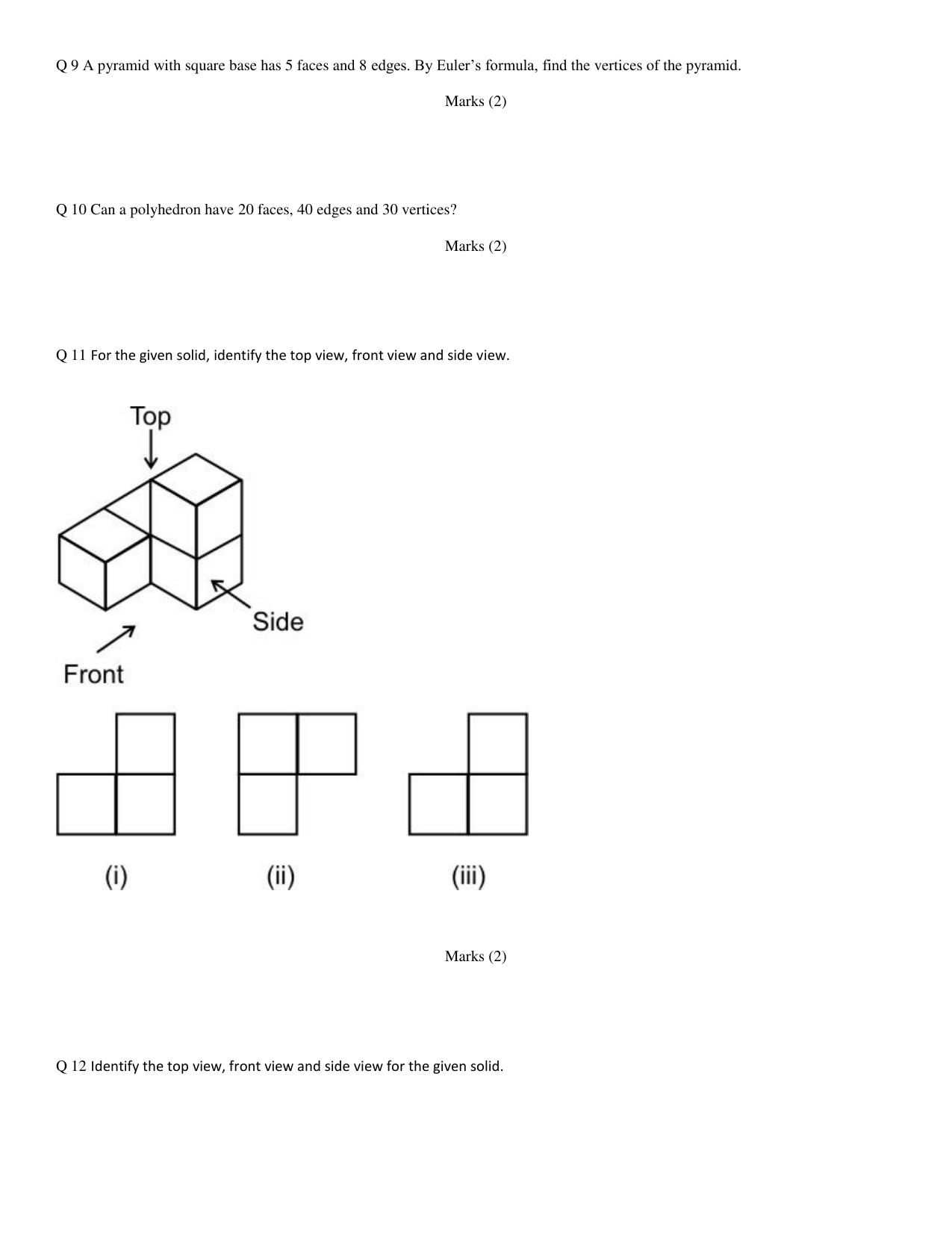 CBSE Worksheets for Class 8 Mathematics Visualizing Solid Shapes Assignment - Page 2