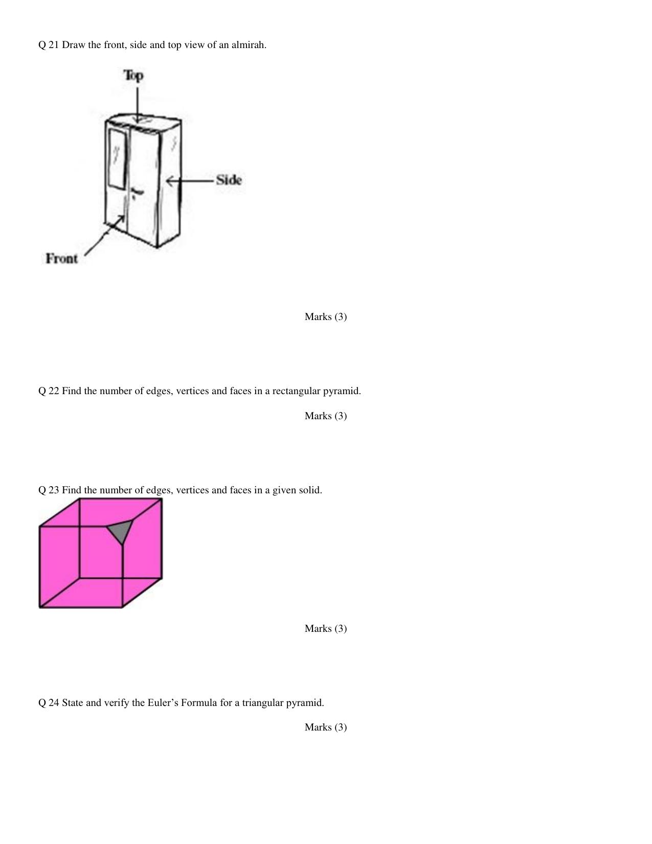 CBSE Worksheets for Class 8 Mathematics Visualizing Solid Shapes Assignment - Page 5